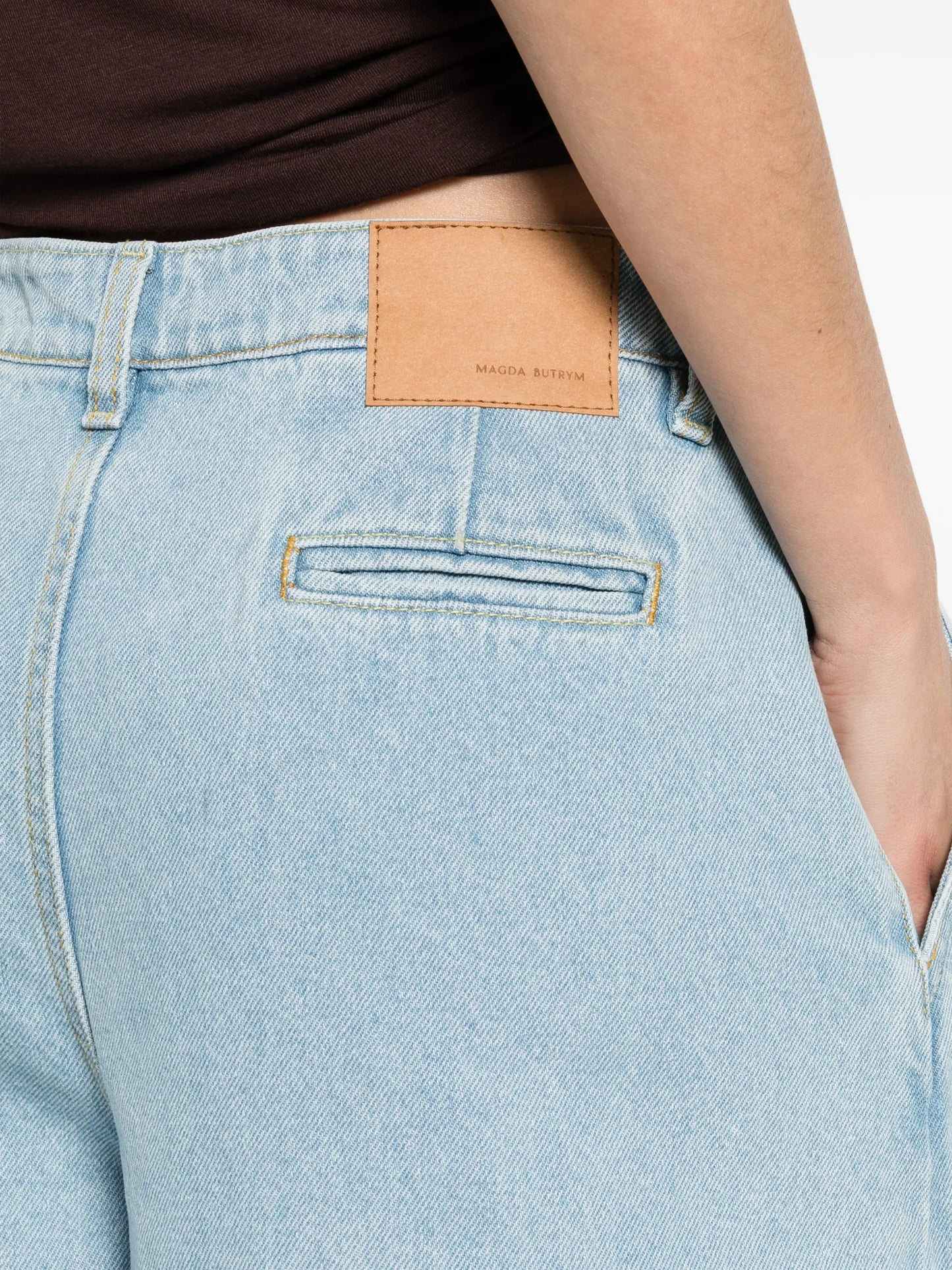 pleated widw-leg jeans