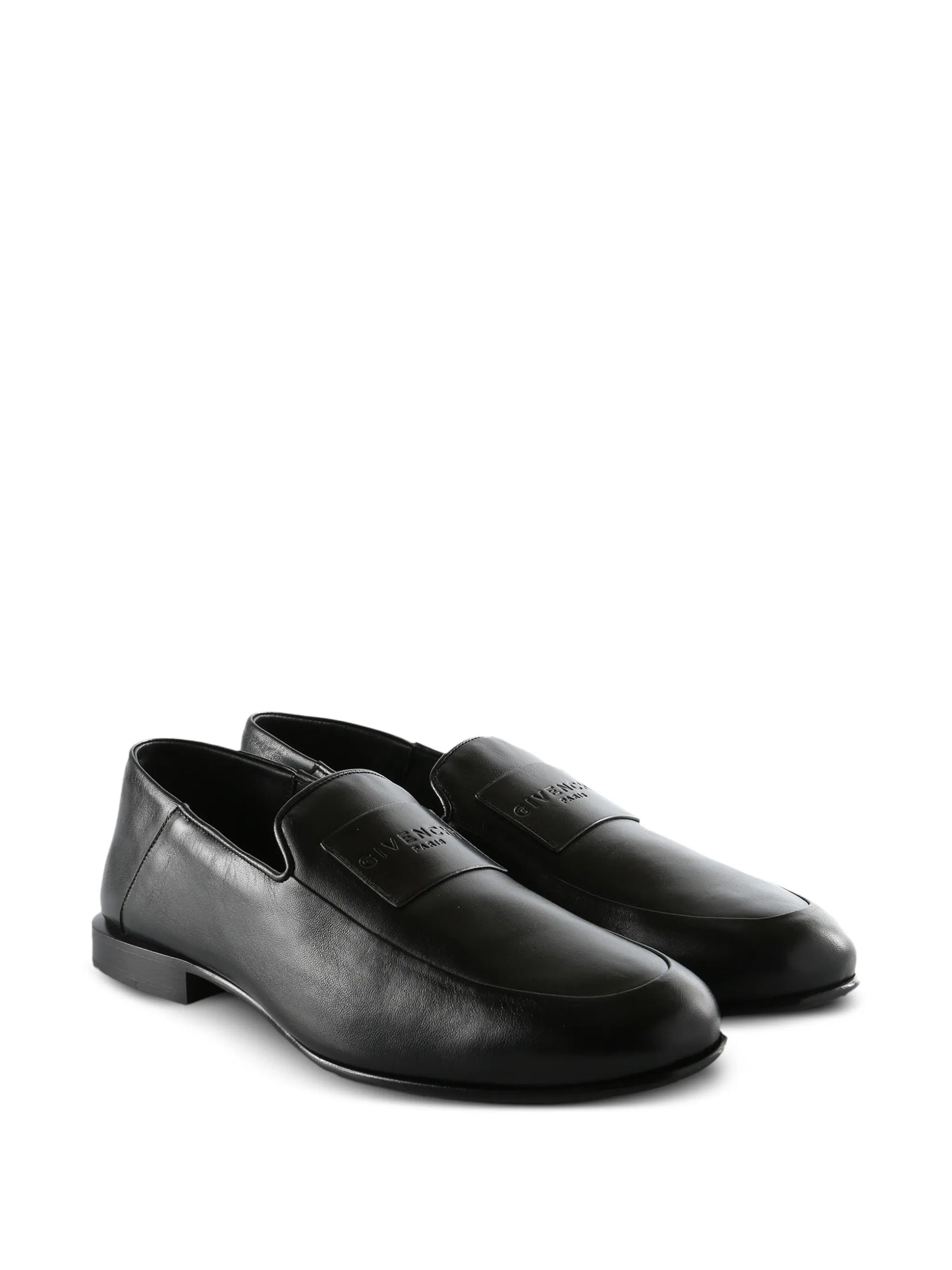 logo-appliqué leather loafers