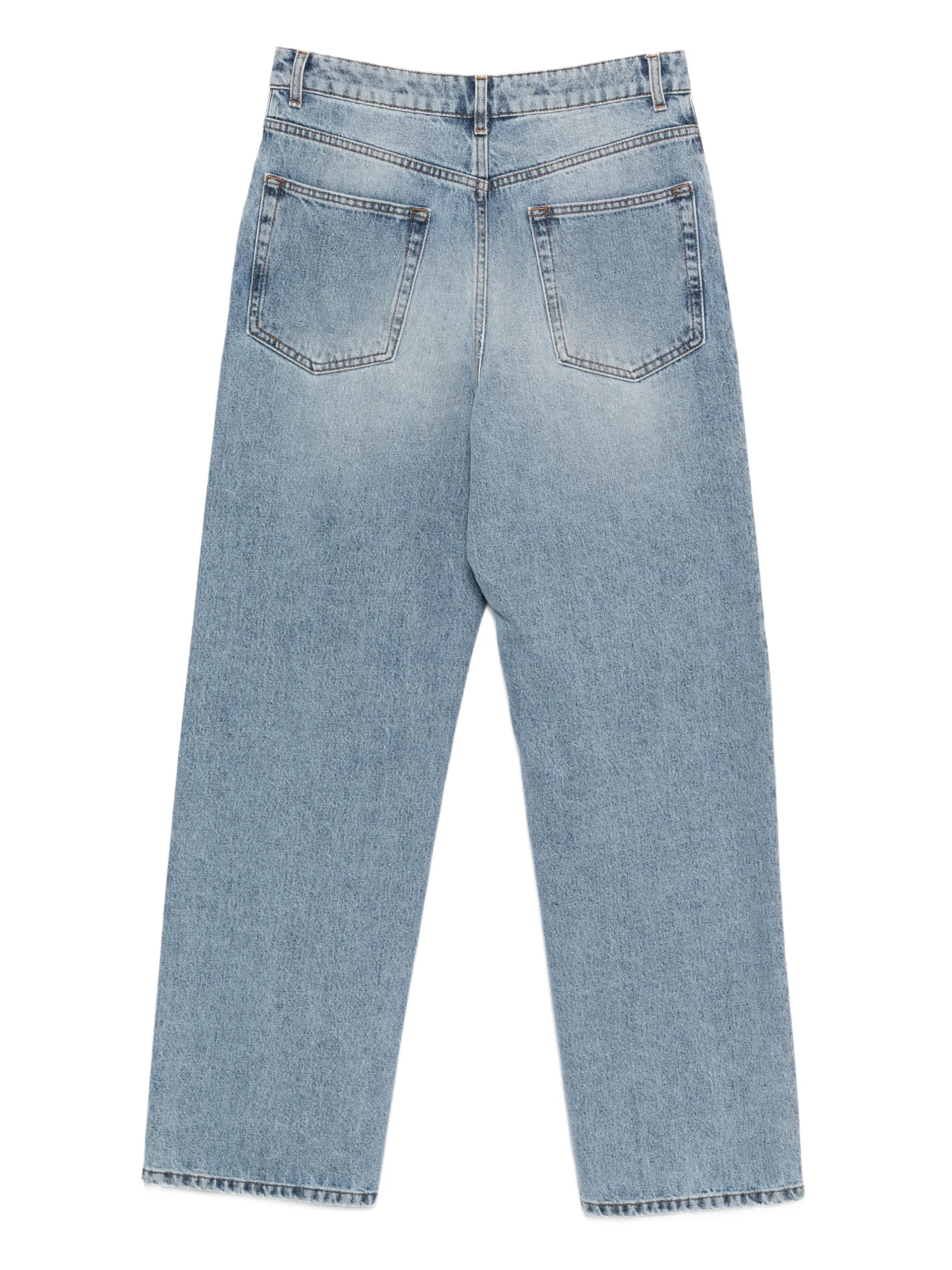 buttoned straight jeans