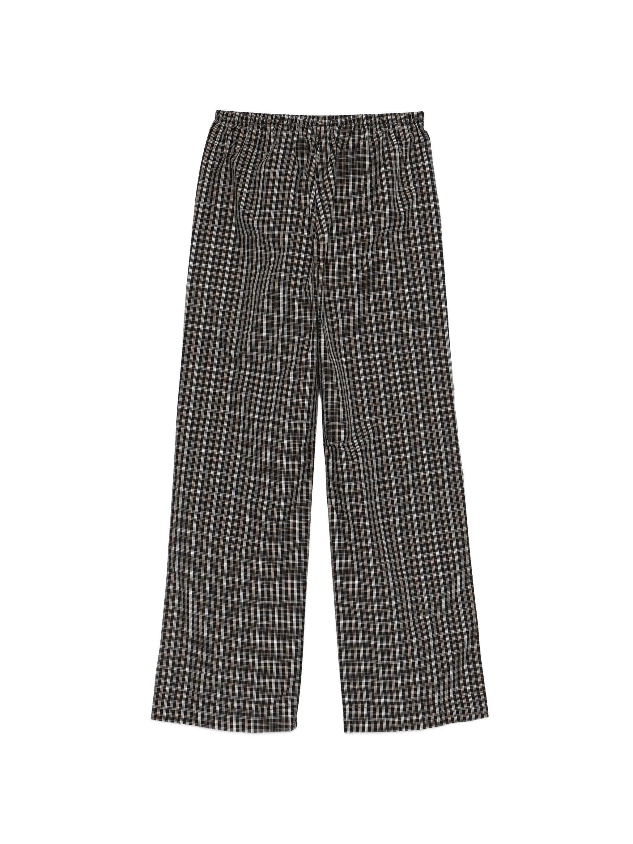 drawstring checked trousers