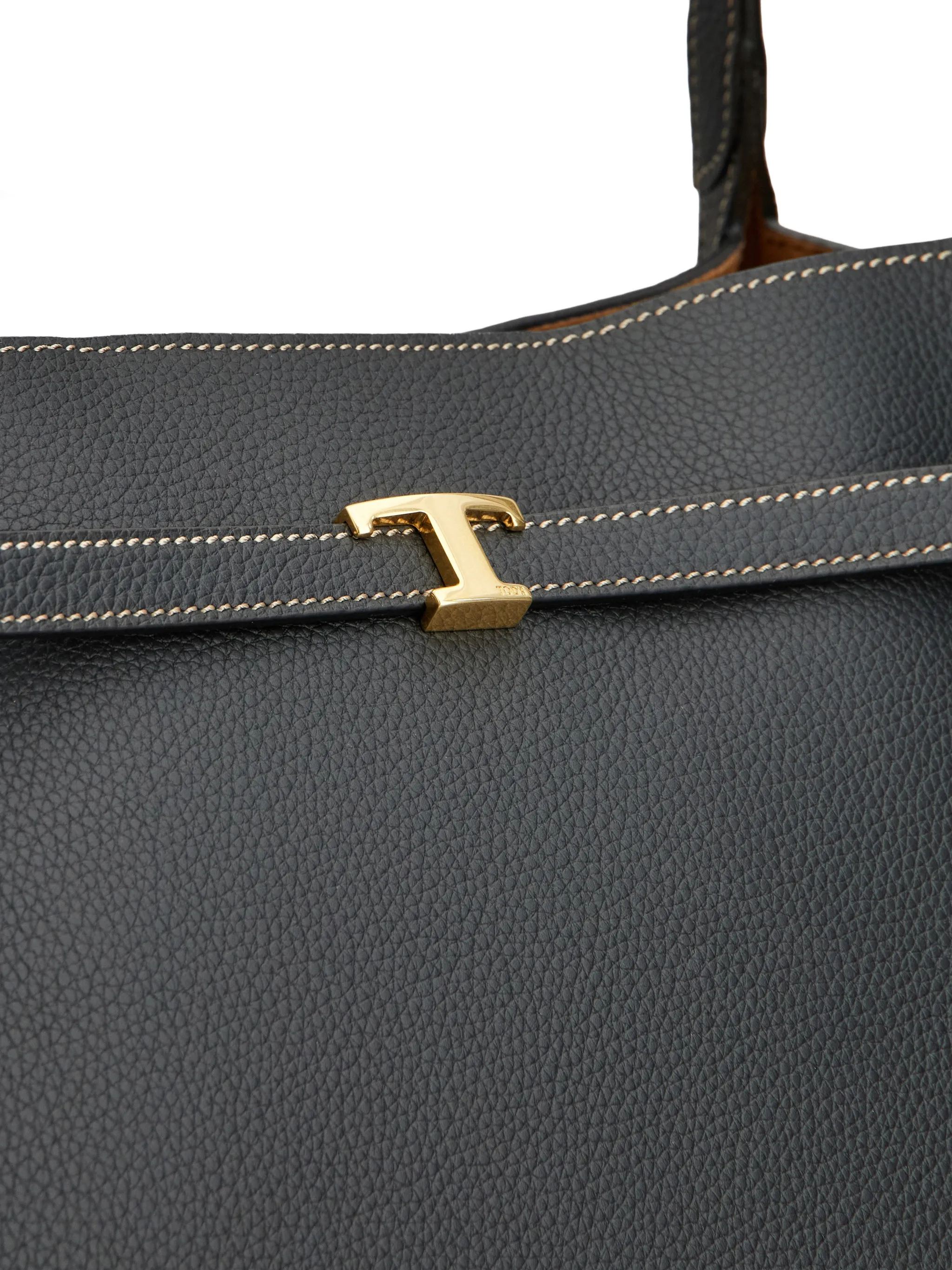 T Signature shopping bag in leather medium