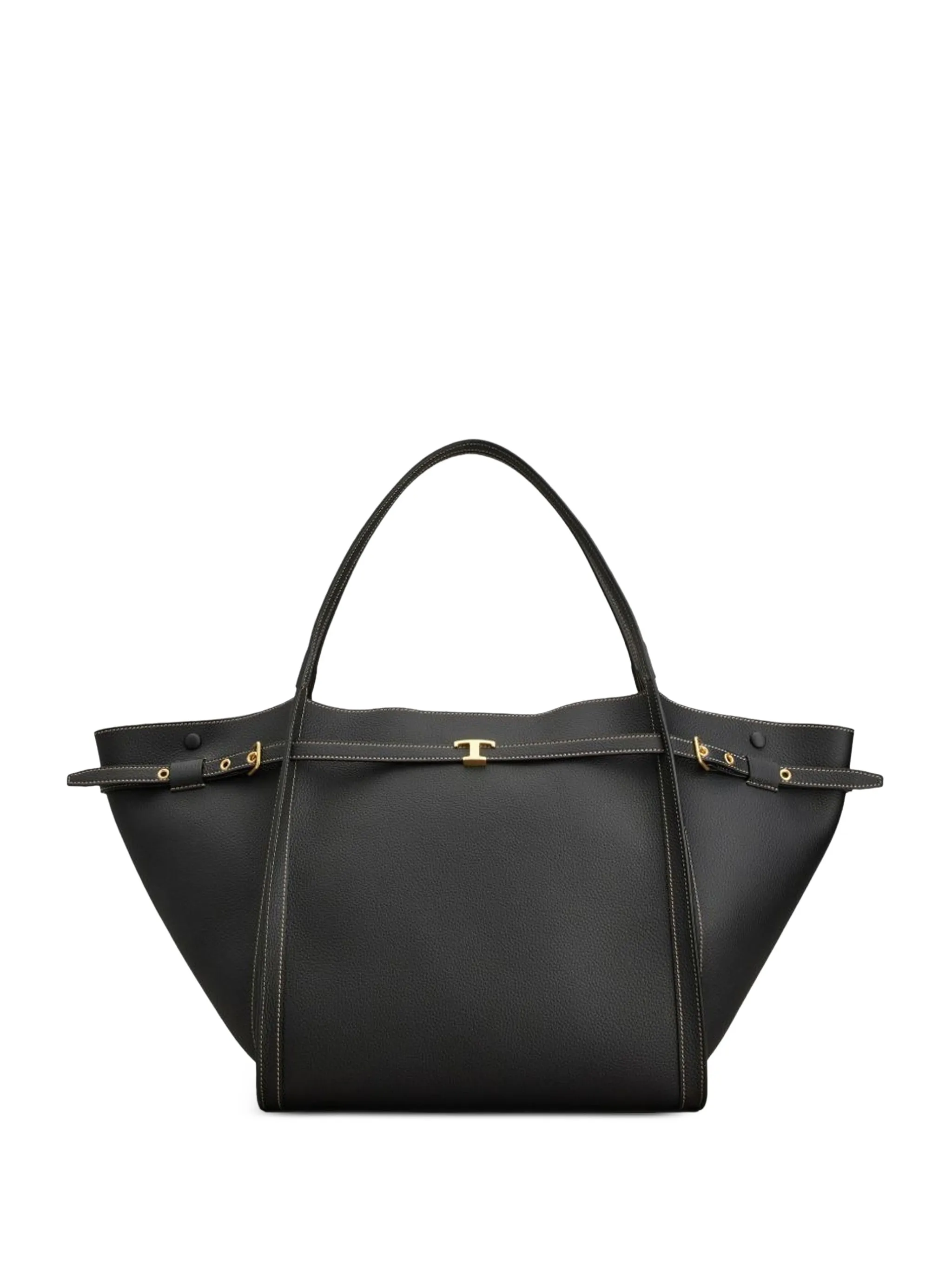 T Signature shopping bag in leather medium