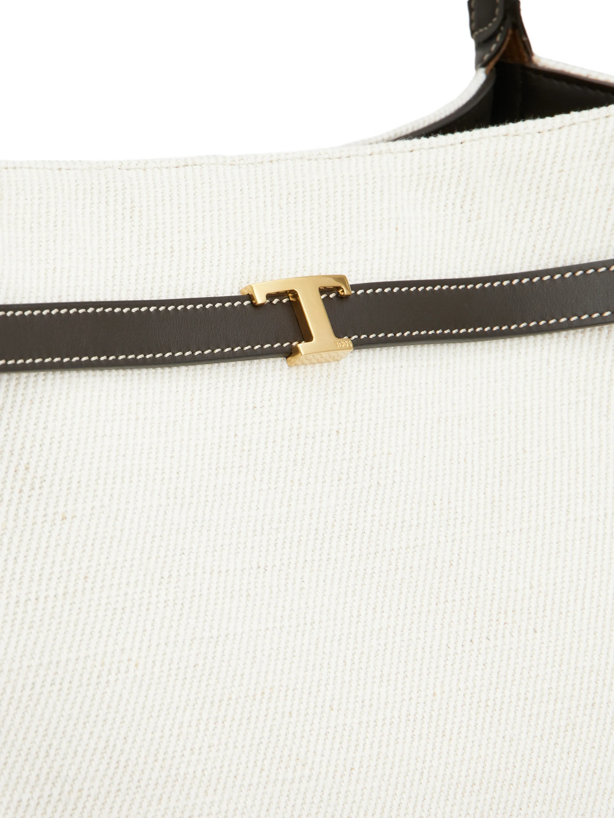 T-Signature shopping bag in canvas and leather medium