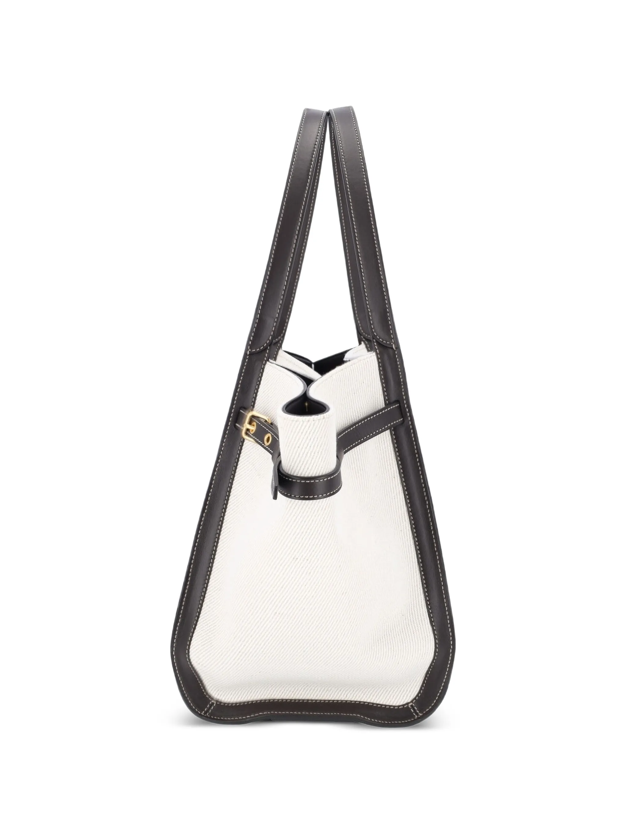 T-Signature shopping bag in canvas and leather medium