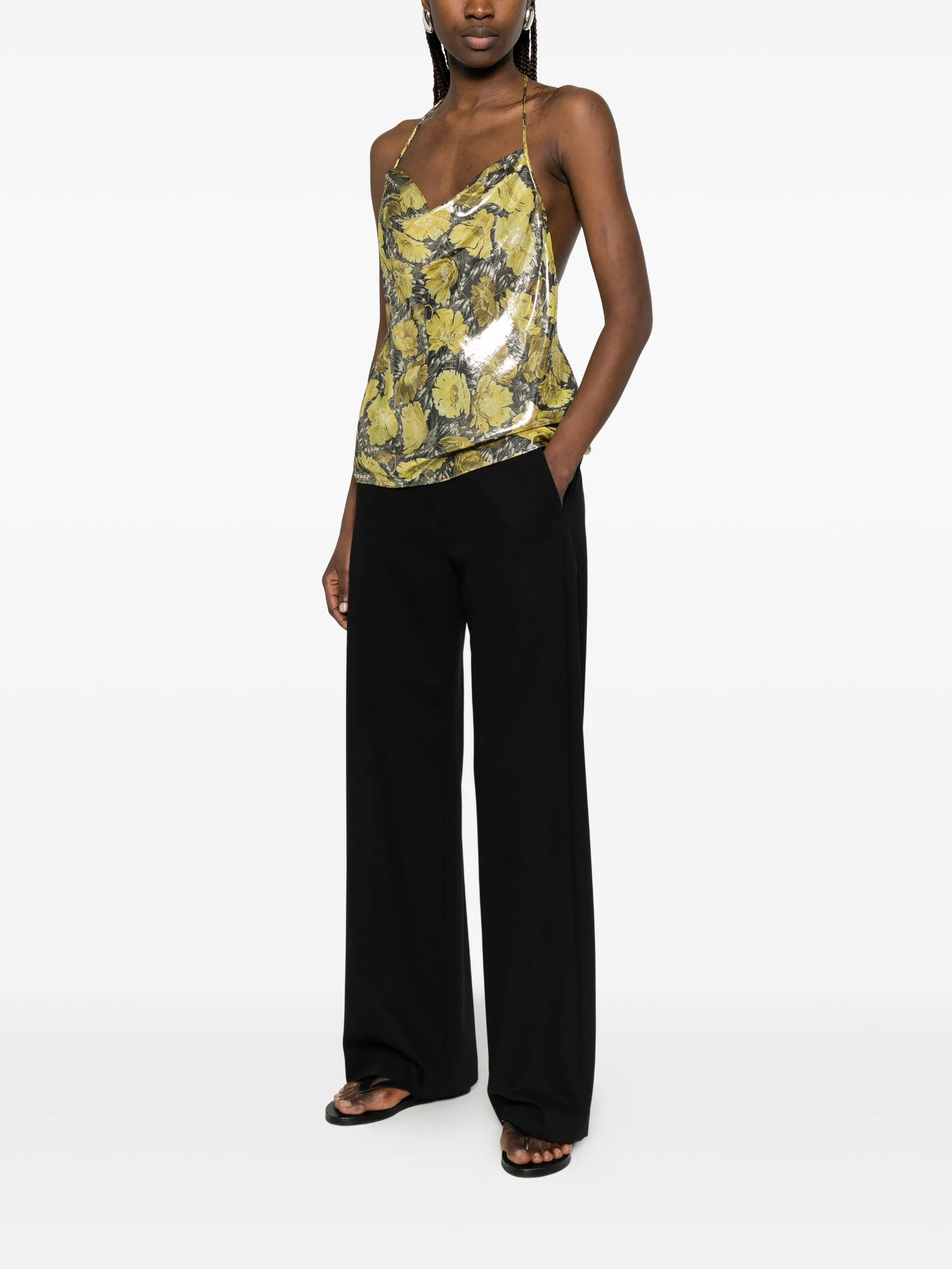 floral-print cowl-neck blouse