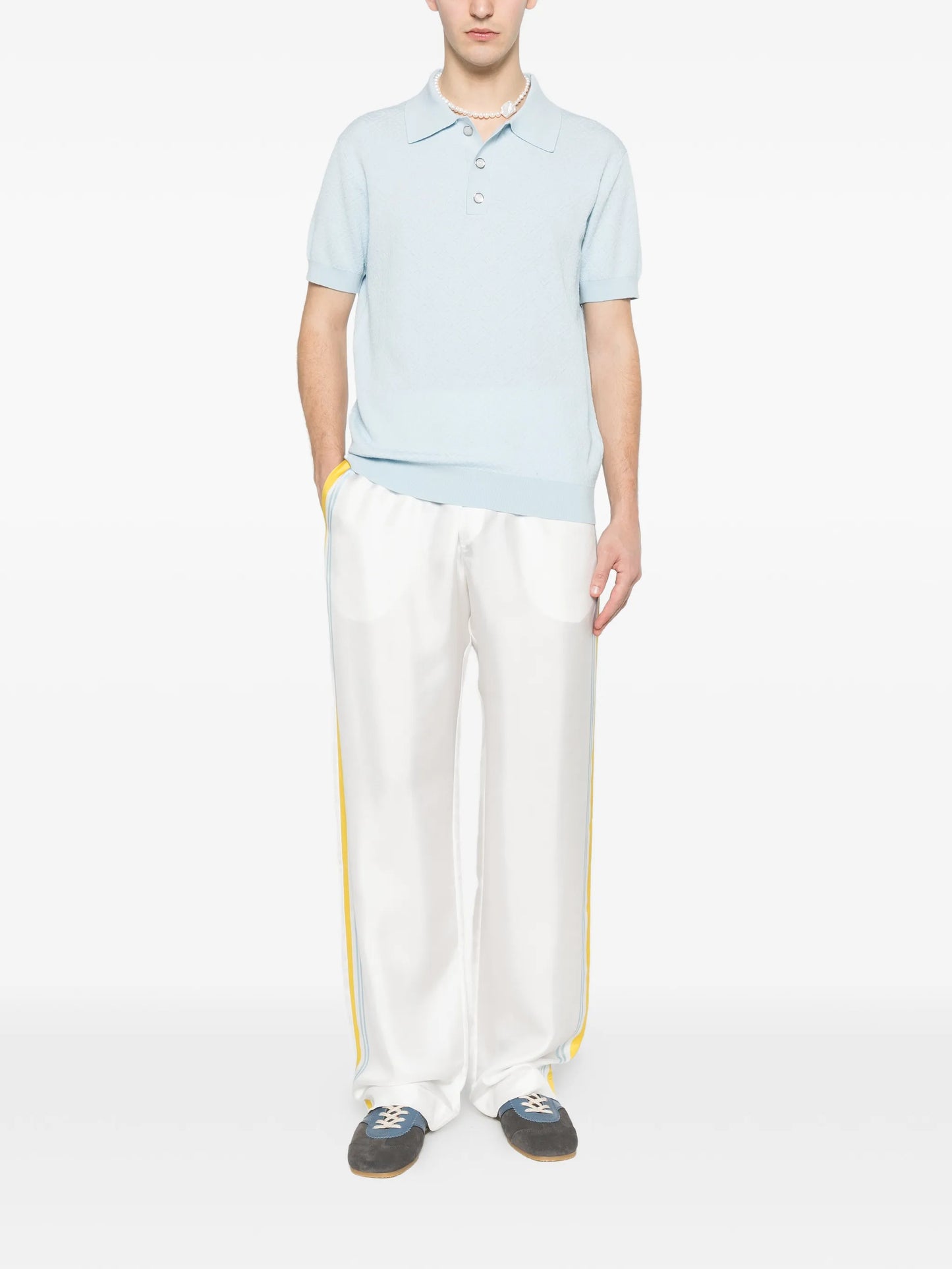 pointelle monogram polo