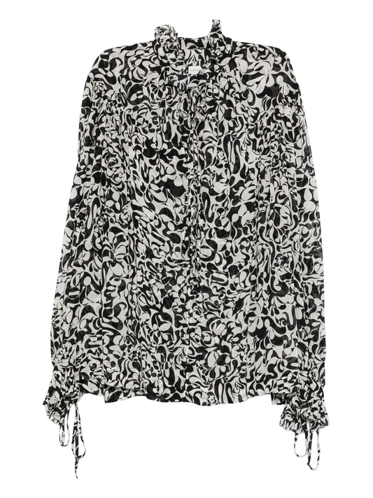 tie ruffled blouse