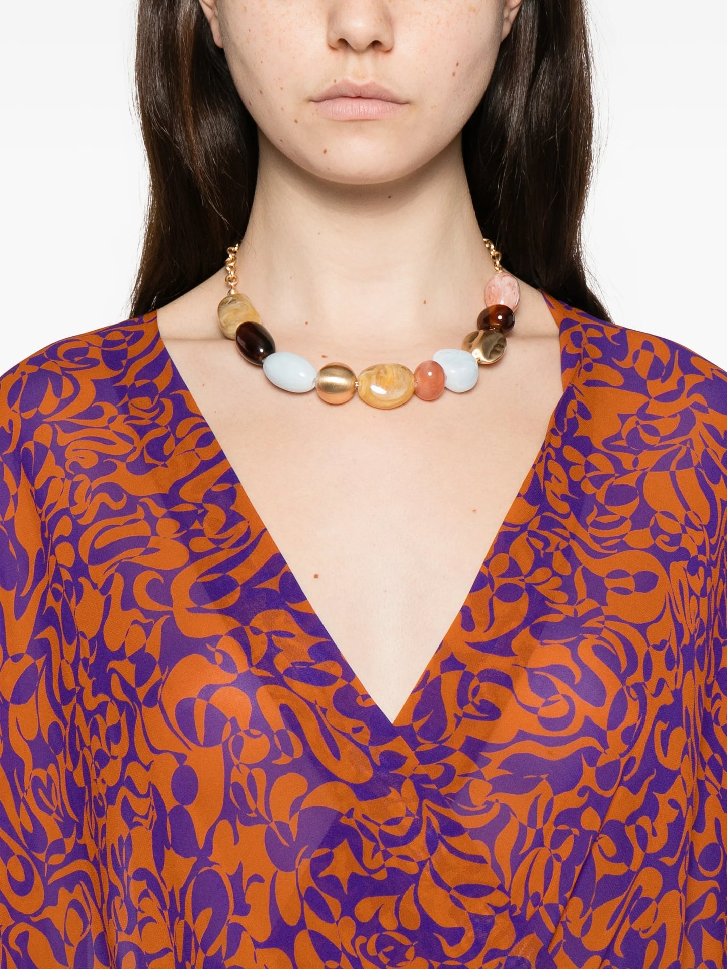 floral V-neck top