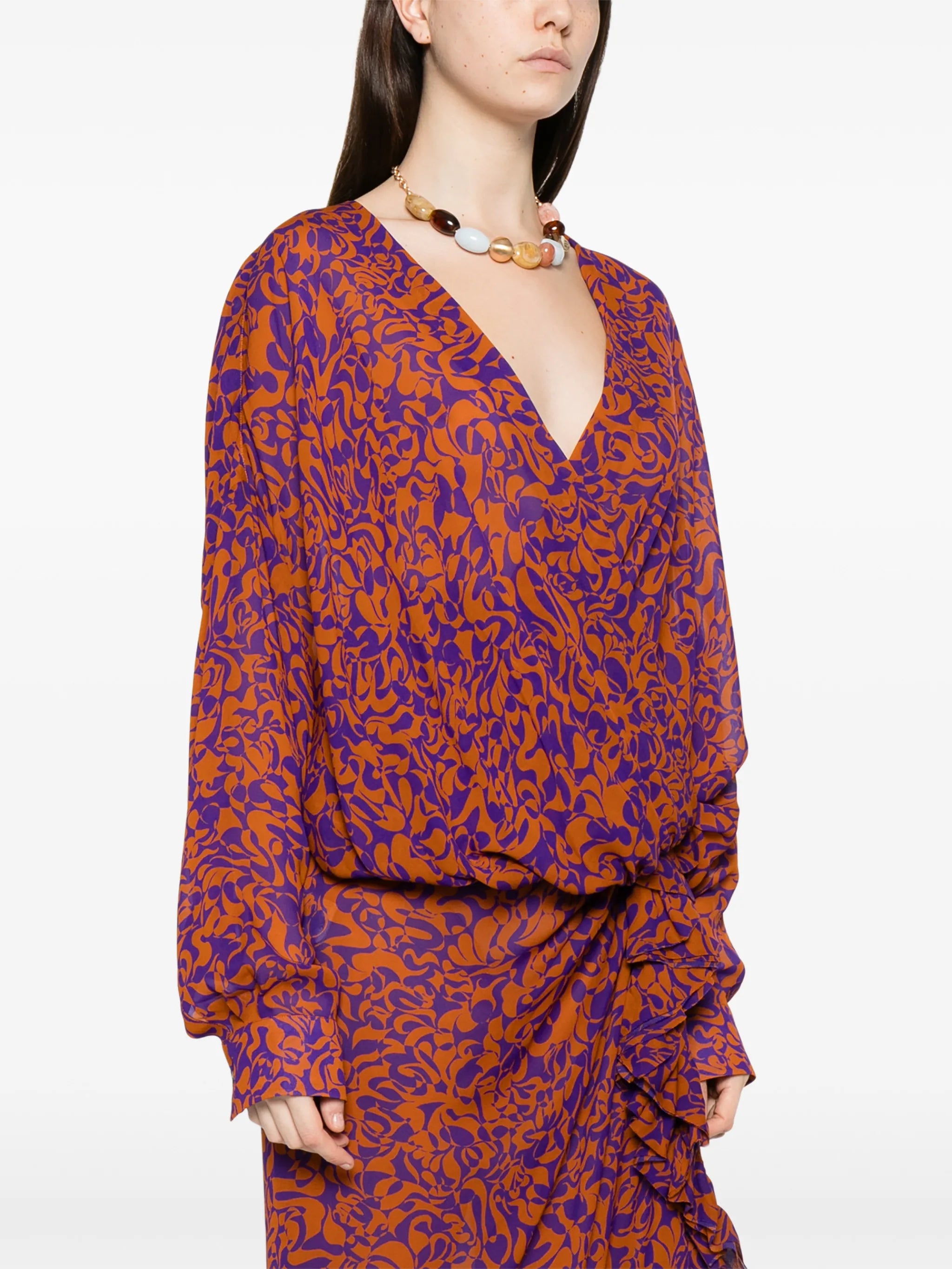 floral V-neck top