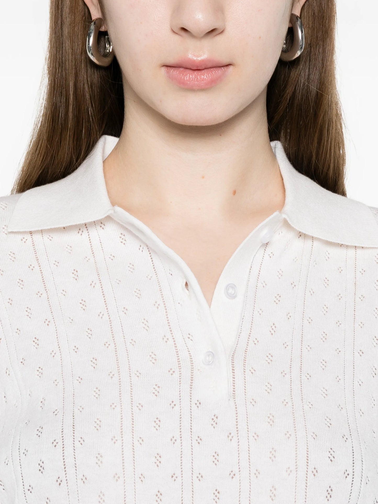 pointelle polo top