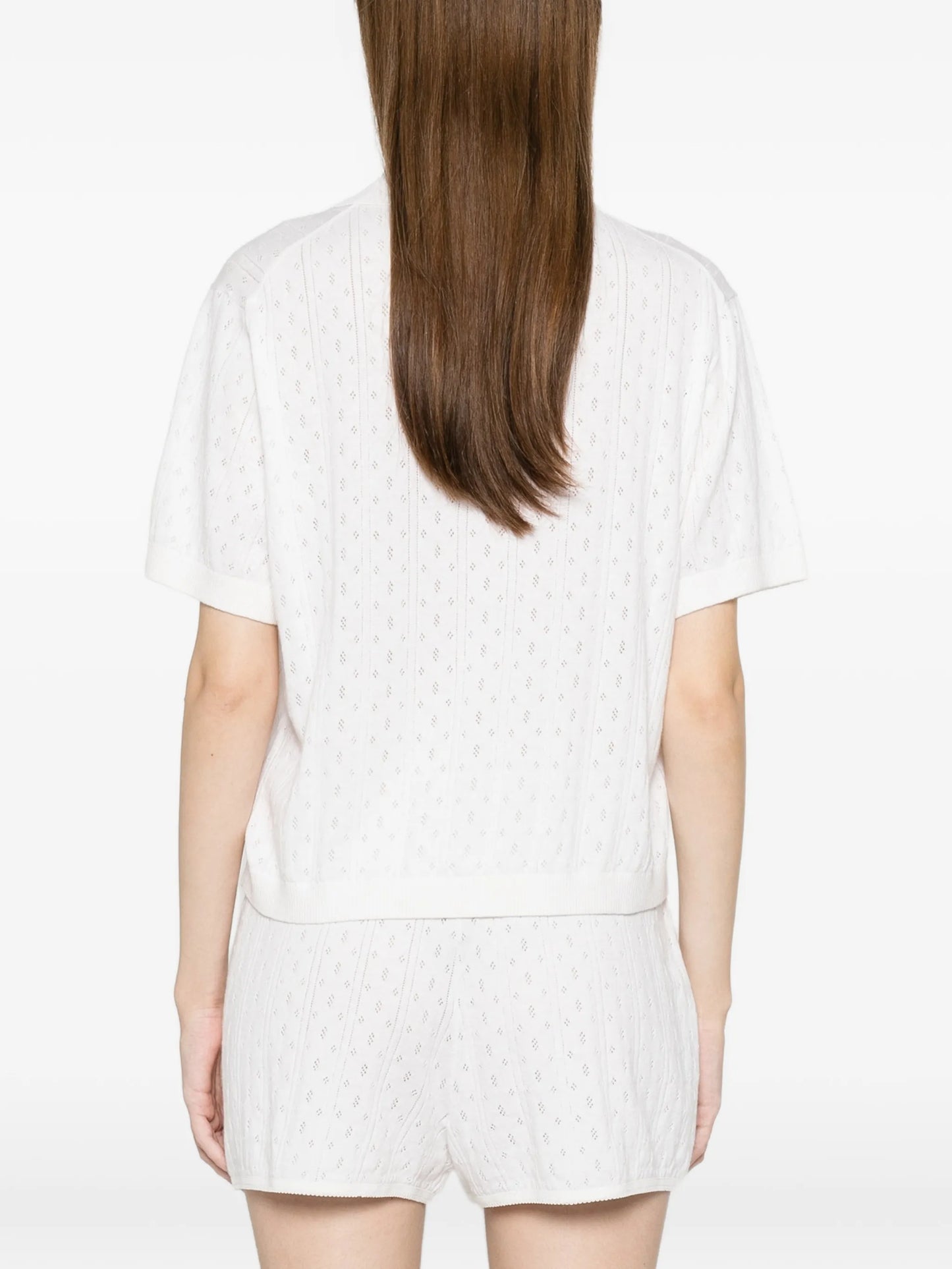pointelle polo top