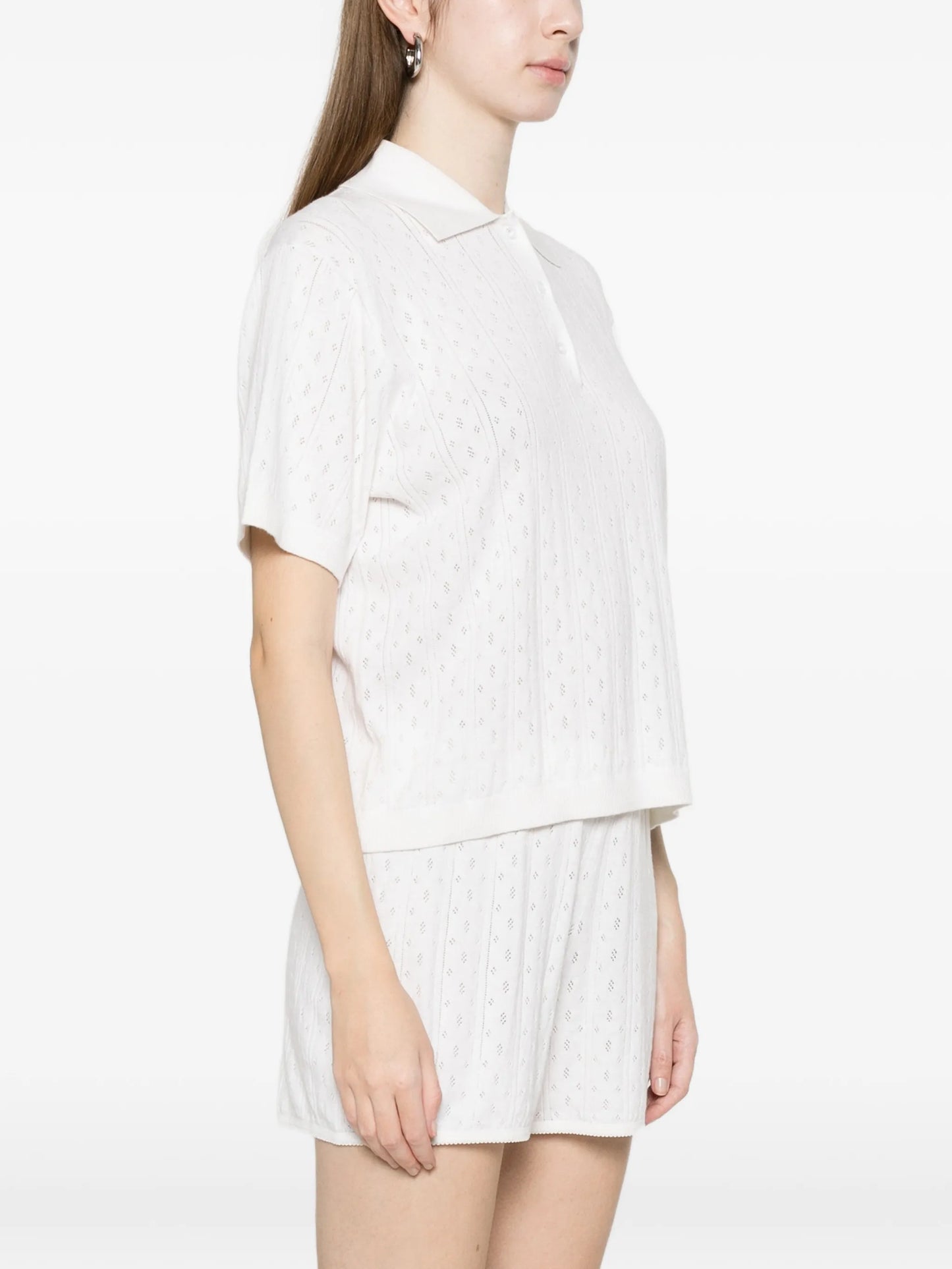 pointelle polo top