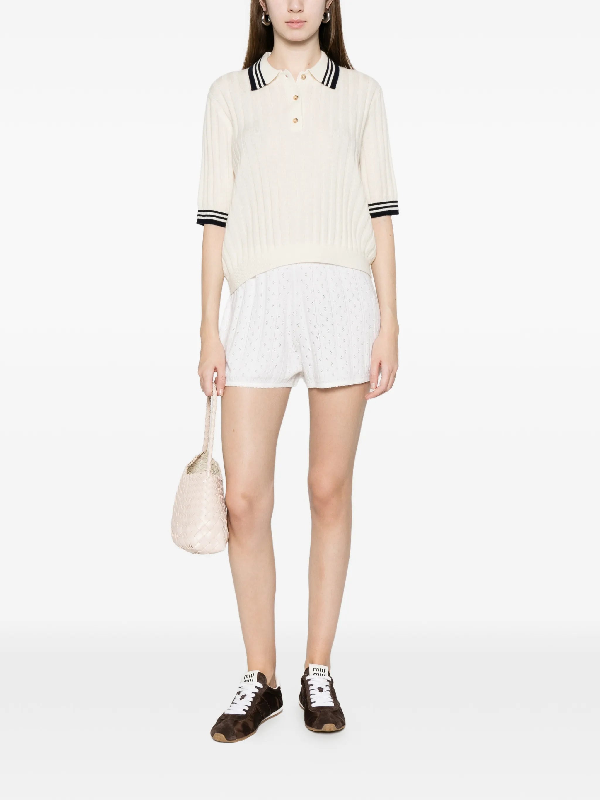 striped-detail polo top