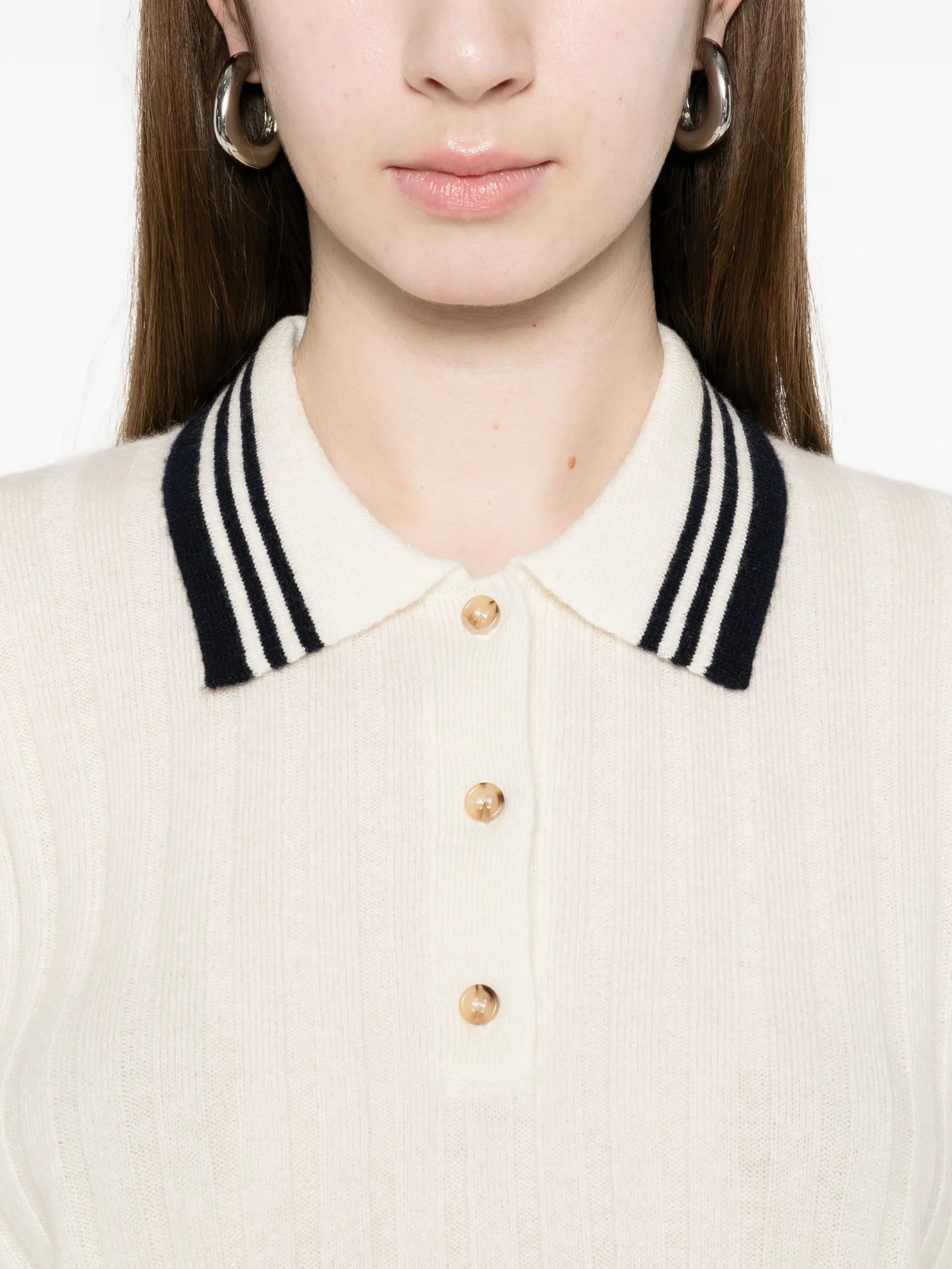 striped-detail polo top