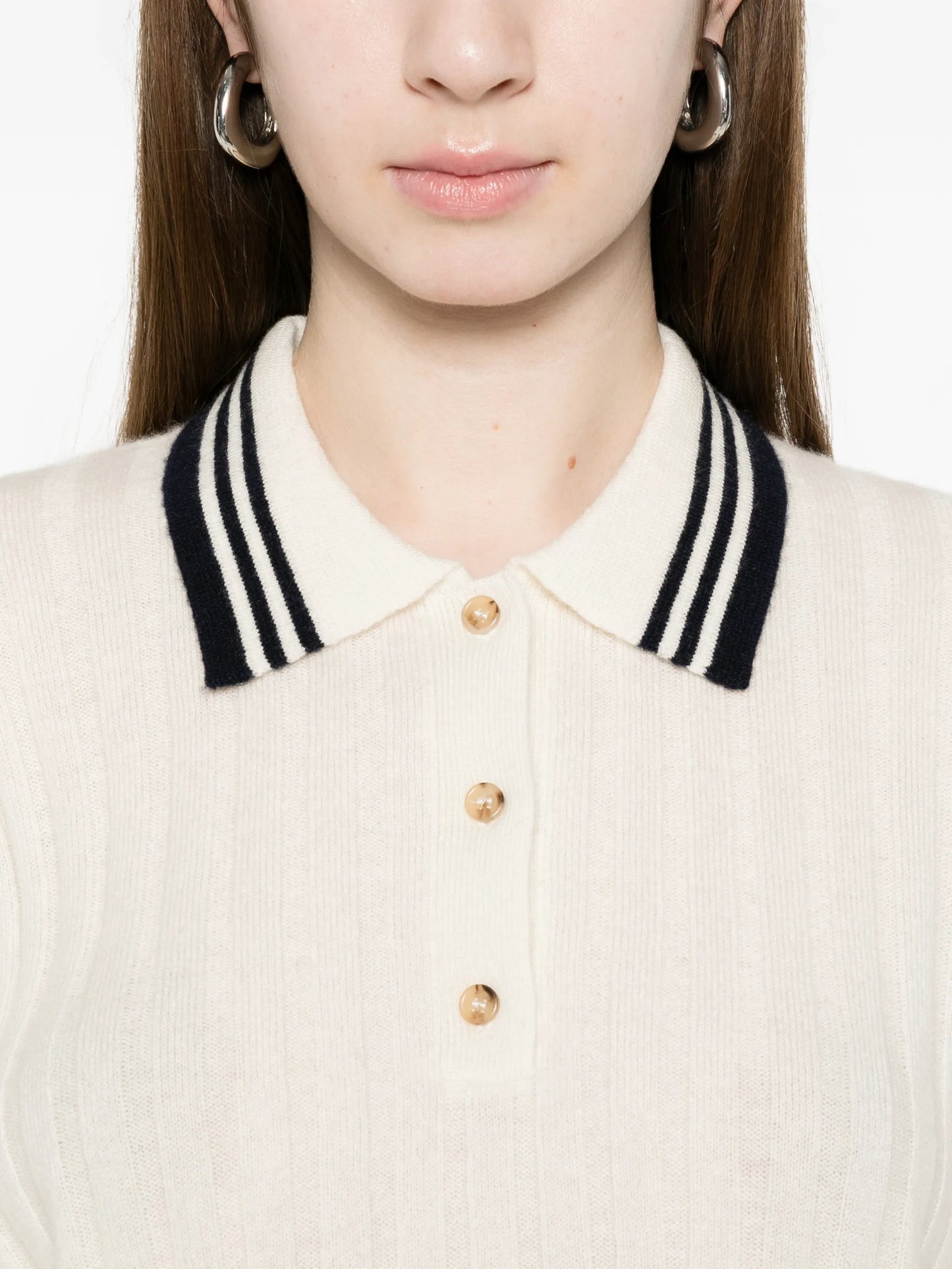 striped-detail polo top