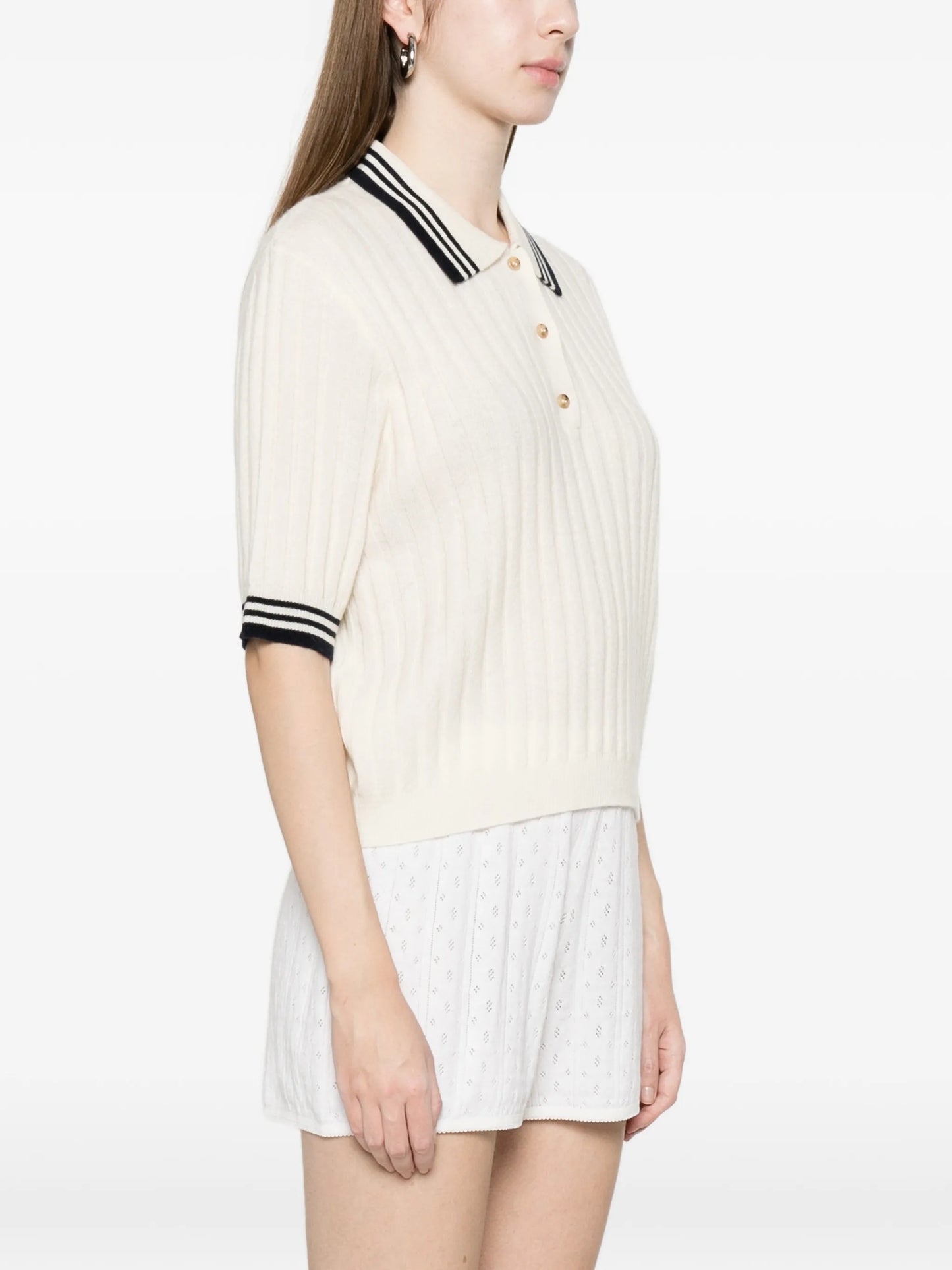 striped-detail polo top
