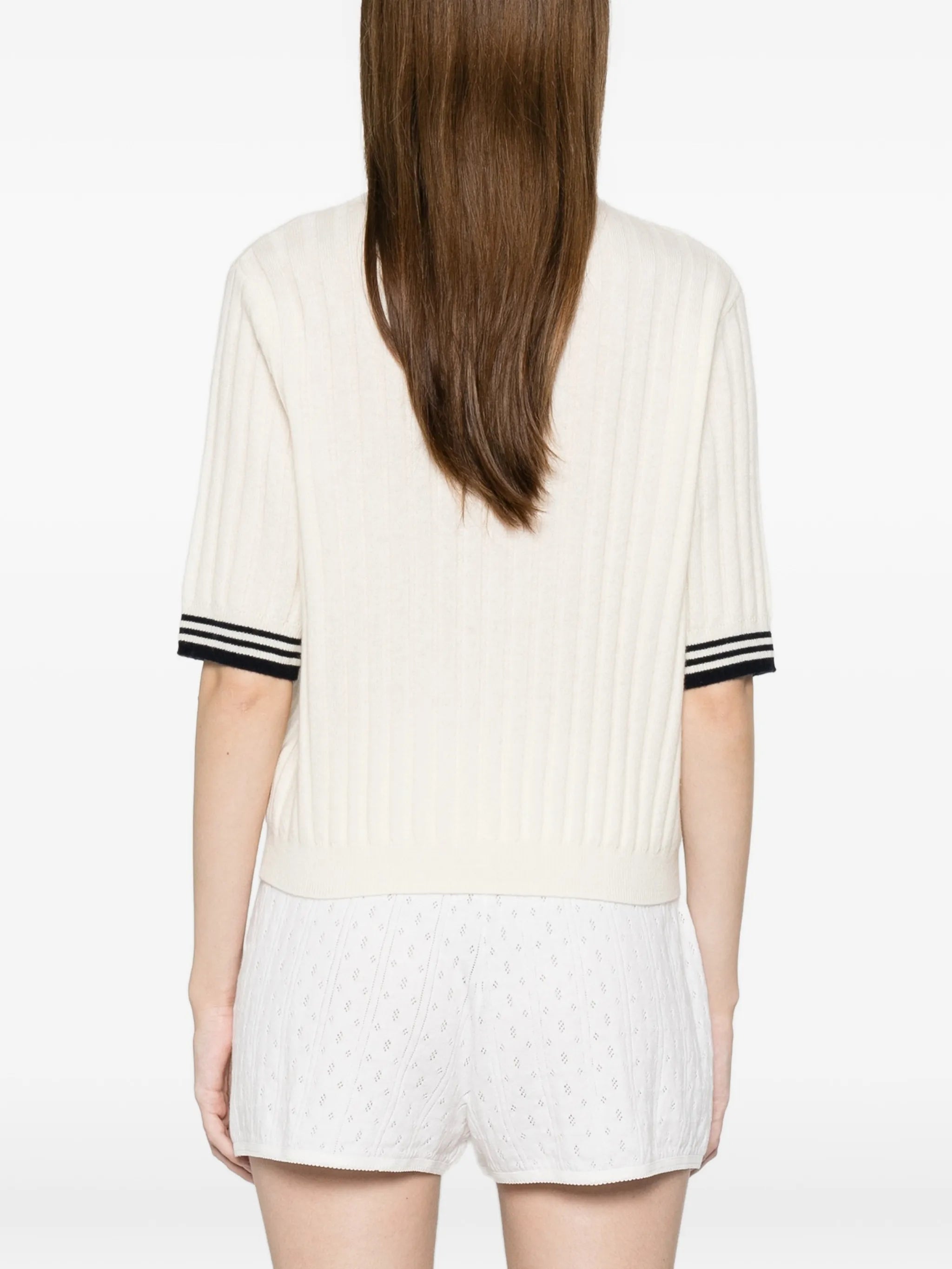striped-detail polo top