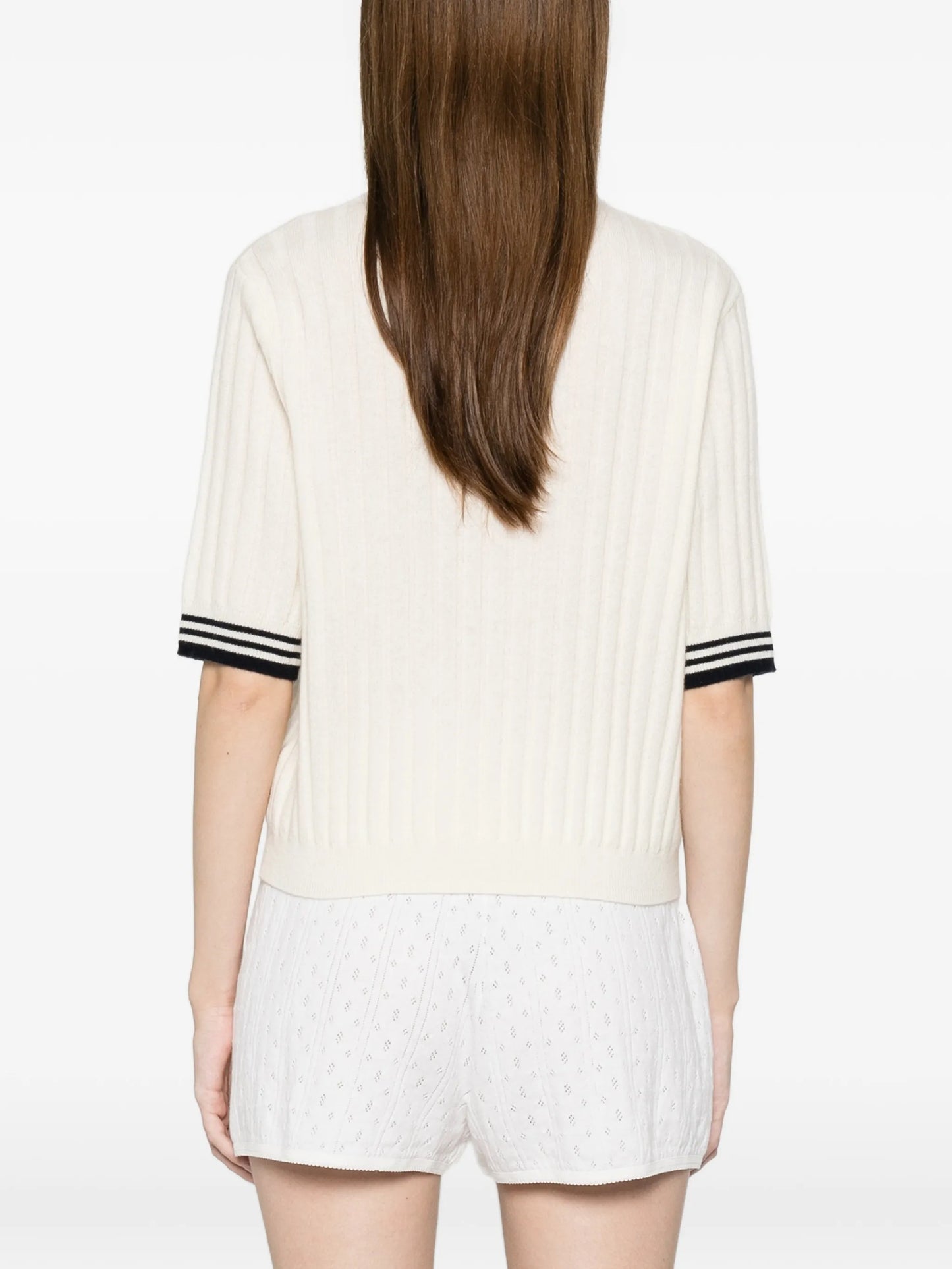 striped-detail polo top