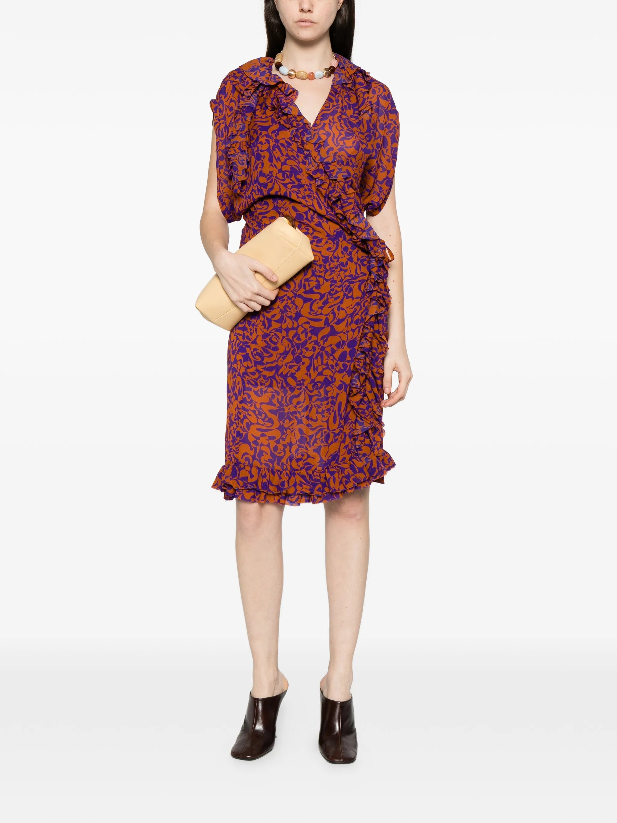 ruffled print dress