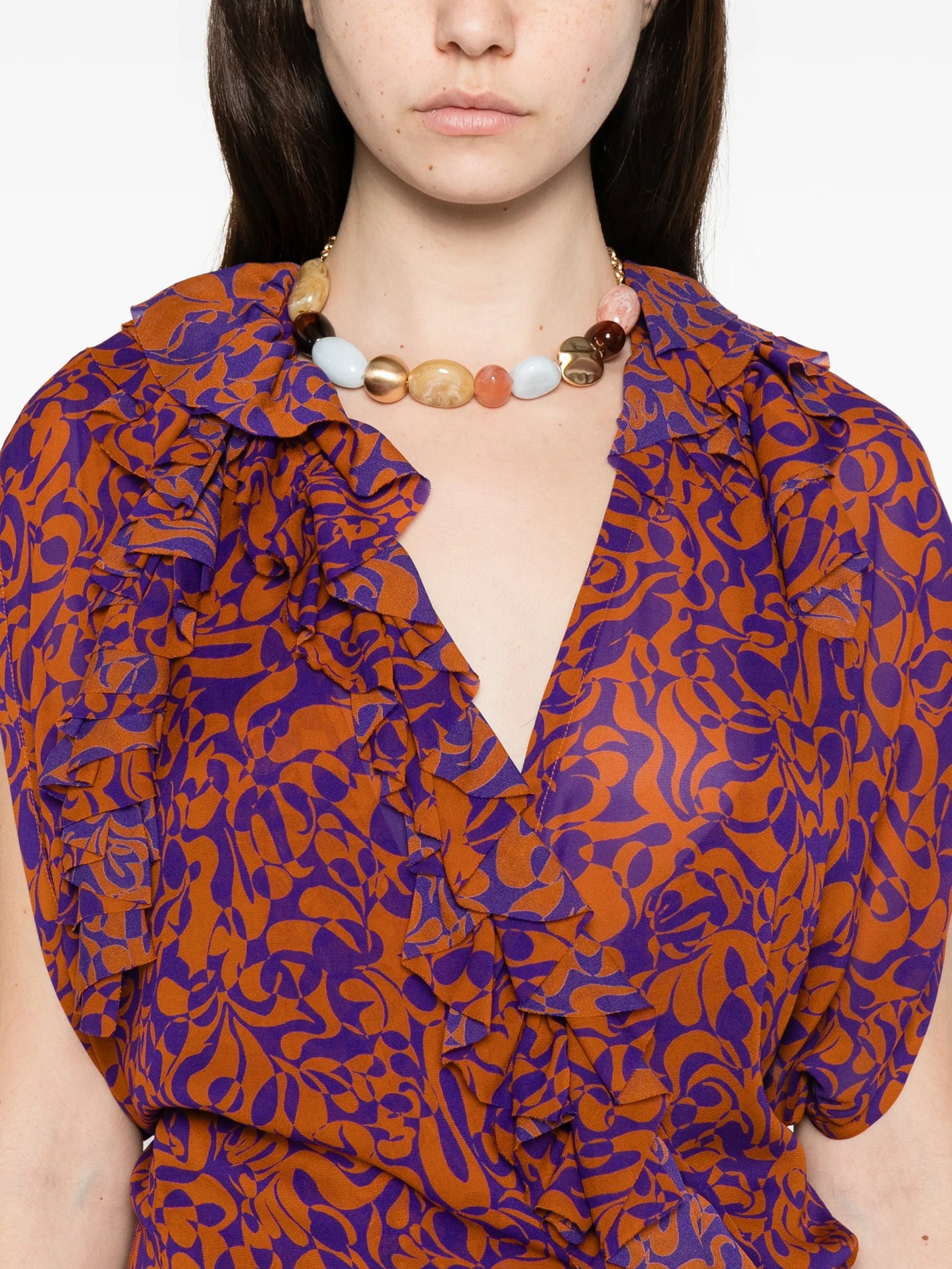 ruffled print dress