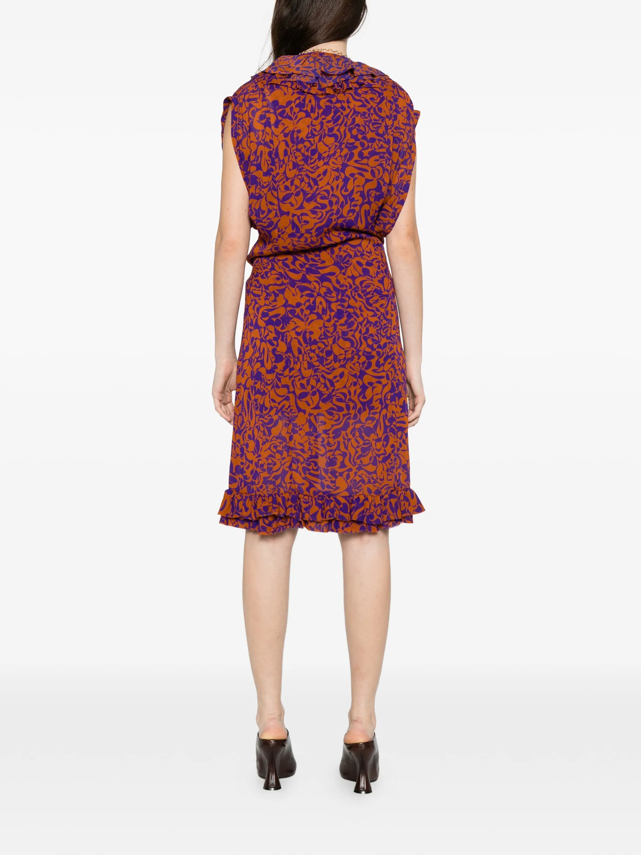 ruffled print dress