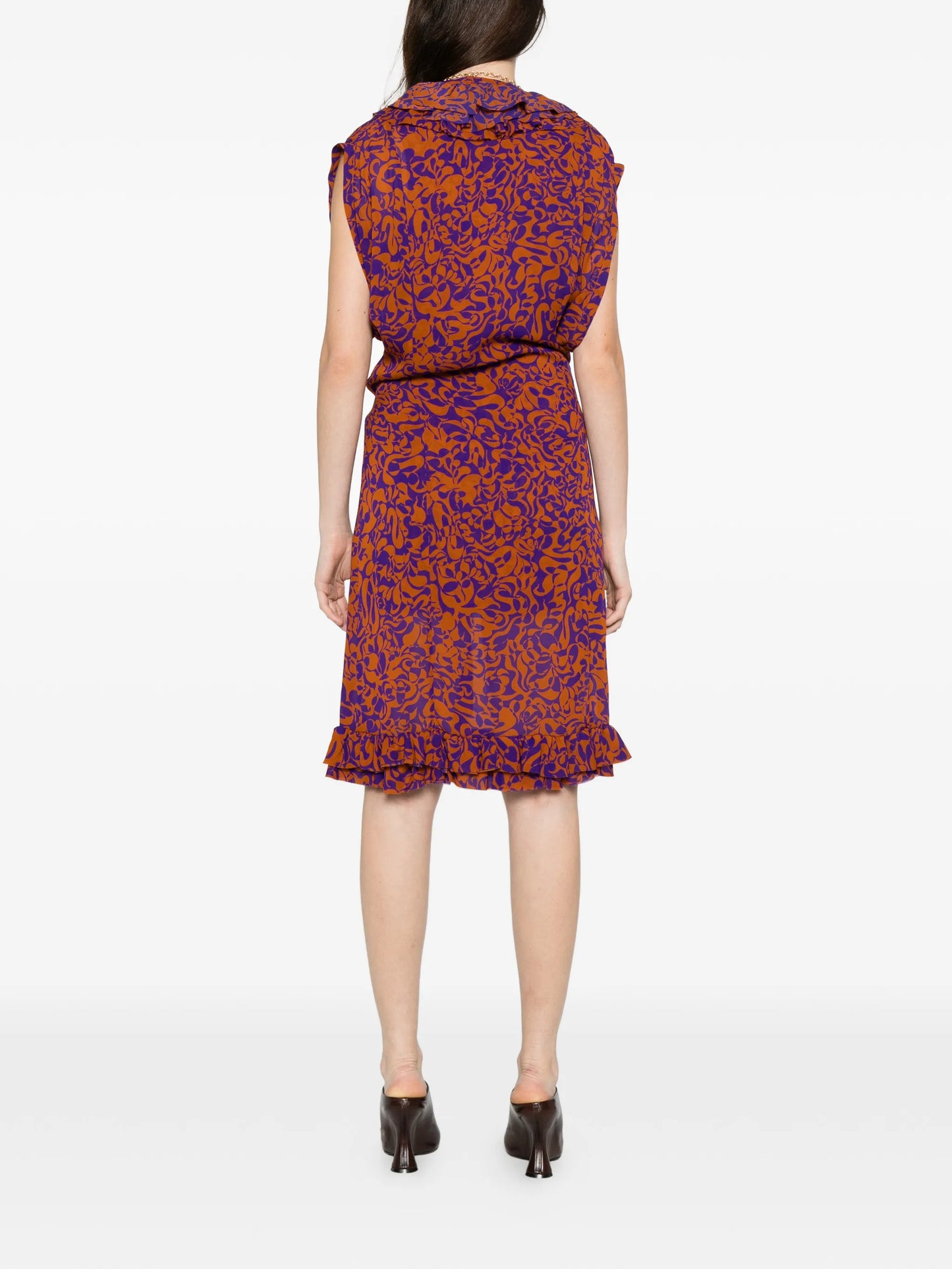 ruffled print dress
