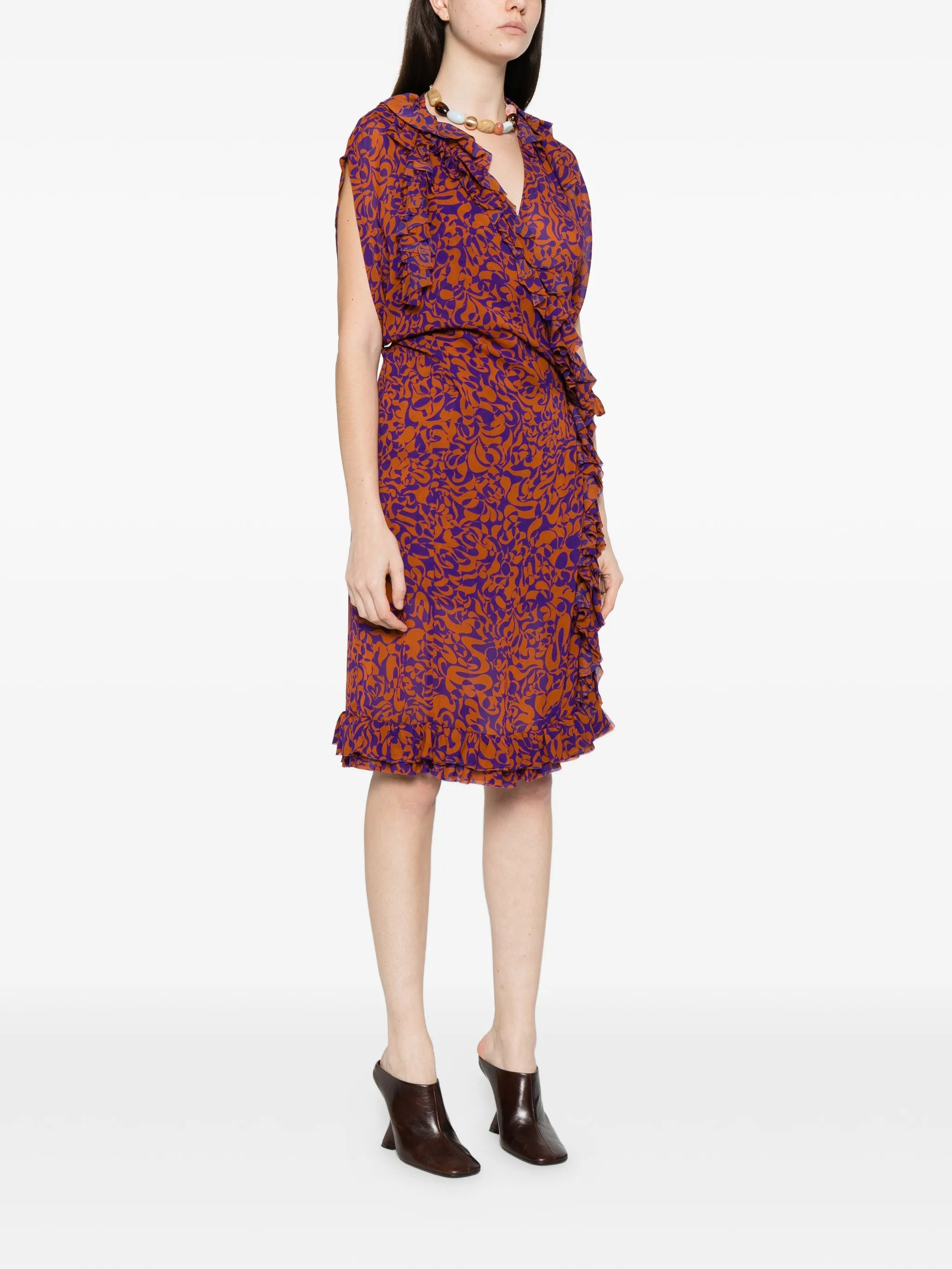 ruffled print dress