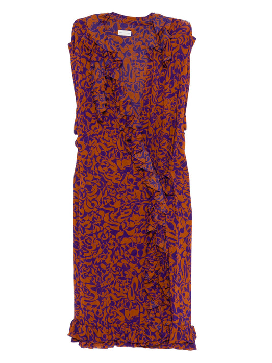 ruffled print dress