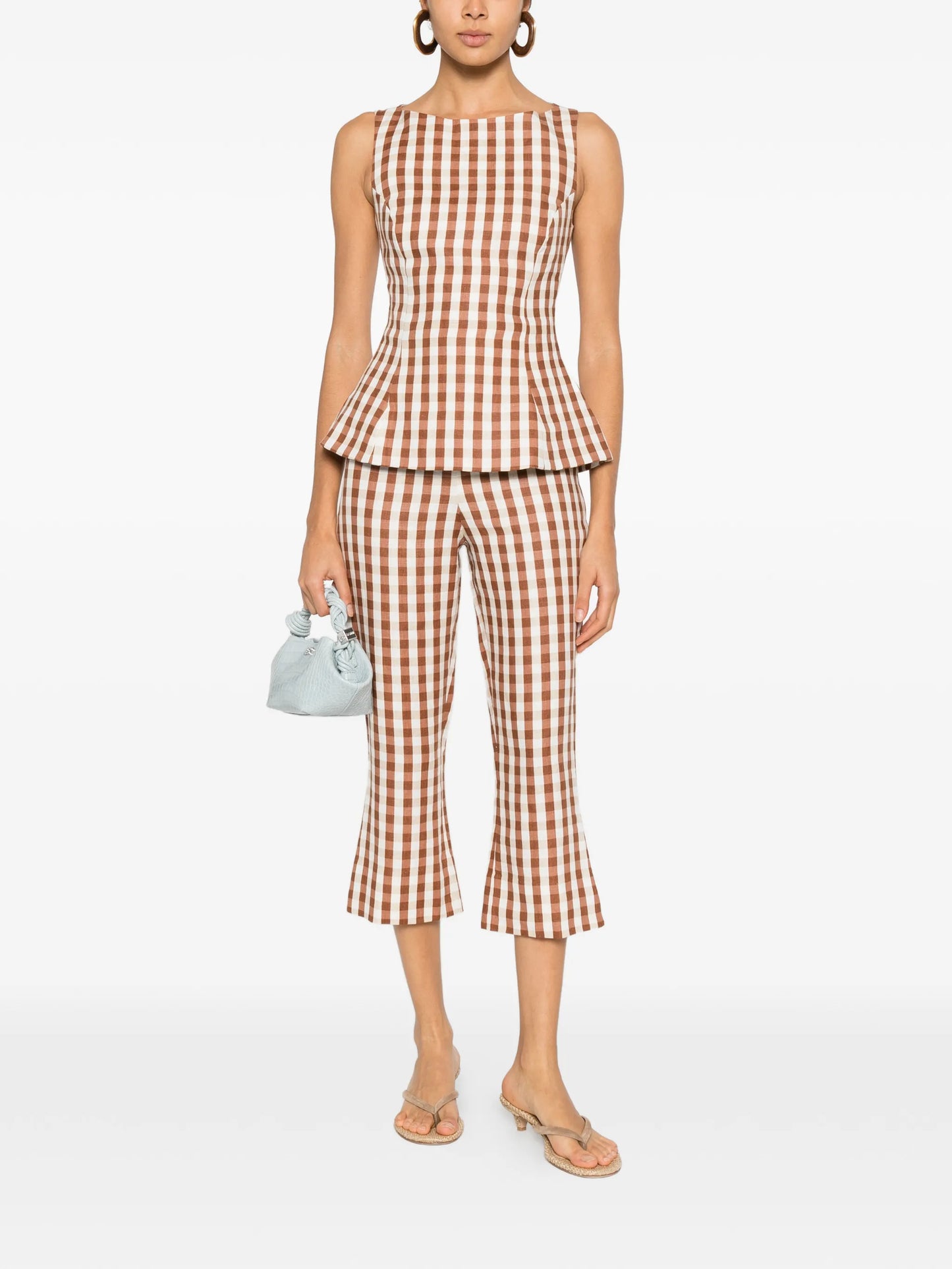 Gingham pattern trousers