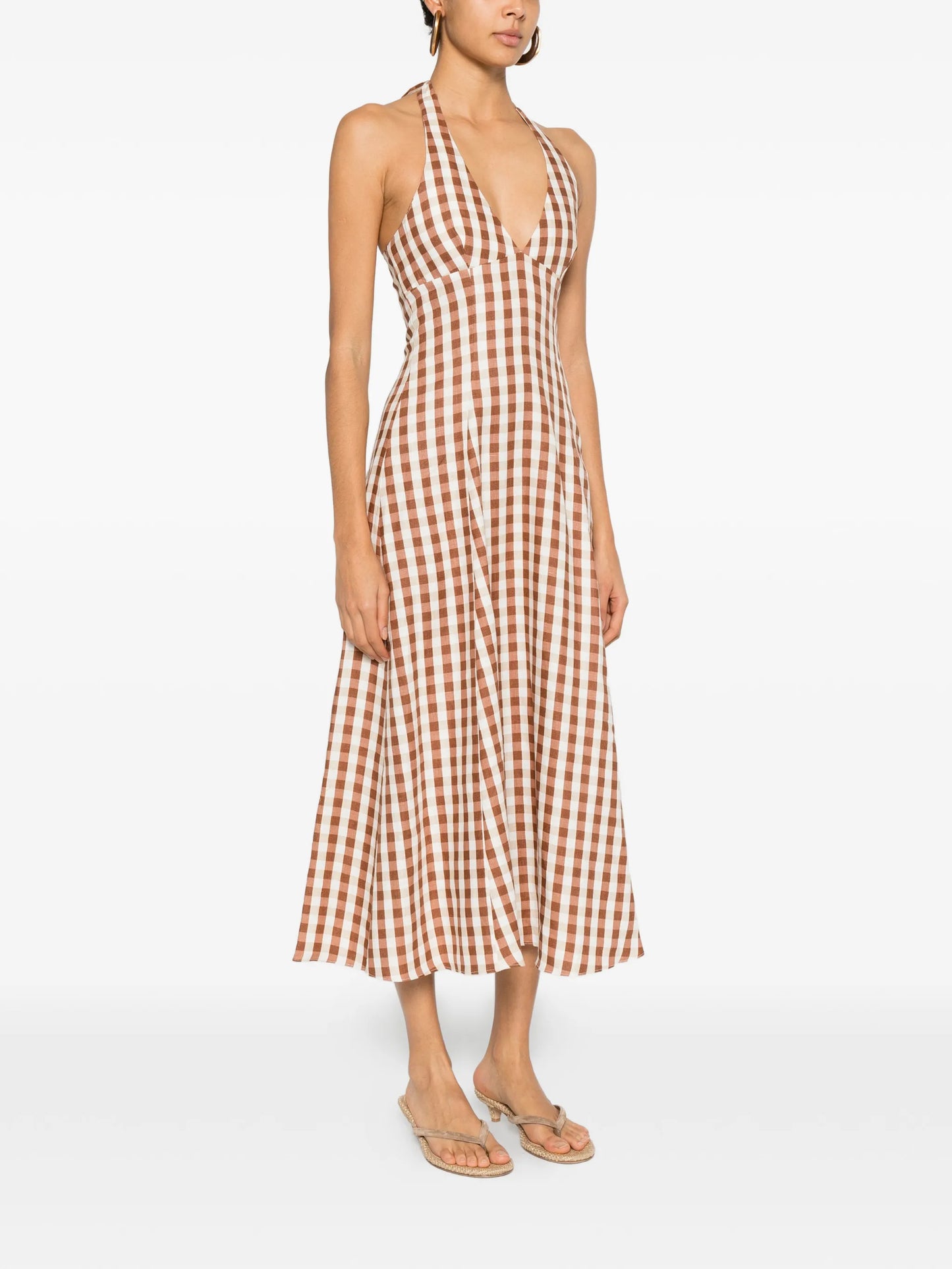 gingham halterneck midi dress