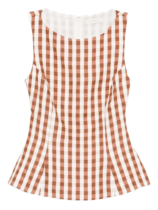 Gingham peplum blouse
