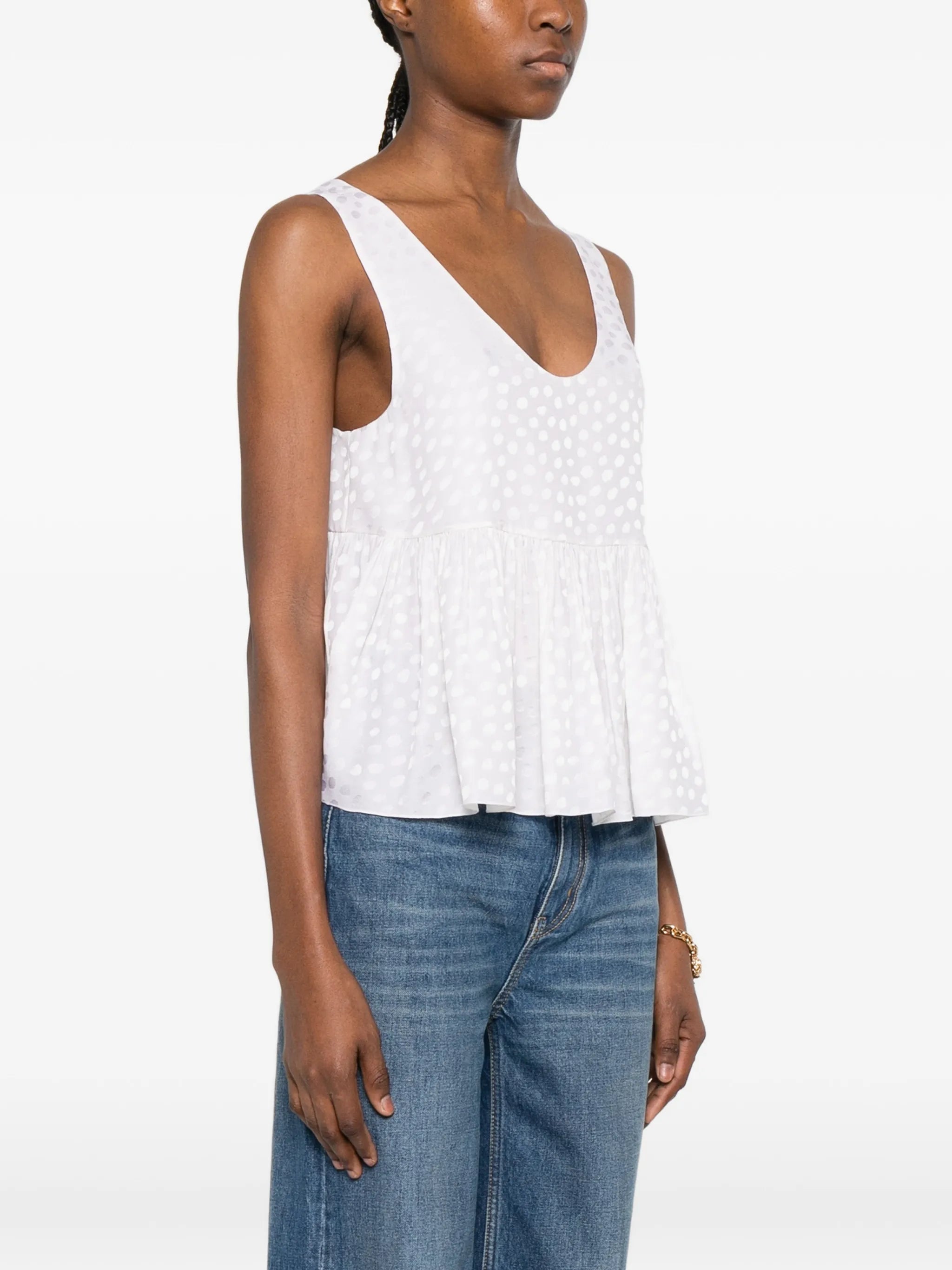 jacquard peplum hem top