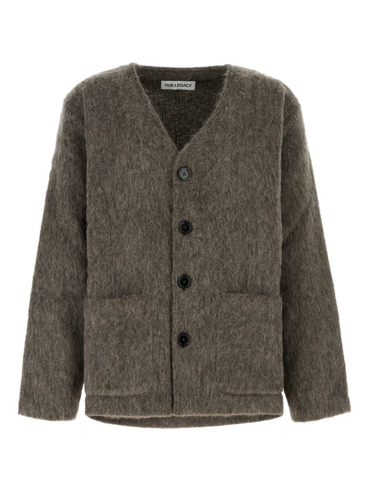 mud hairy texture cardigan