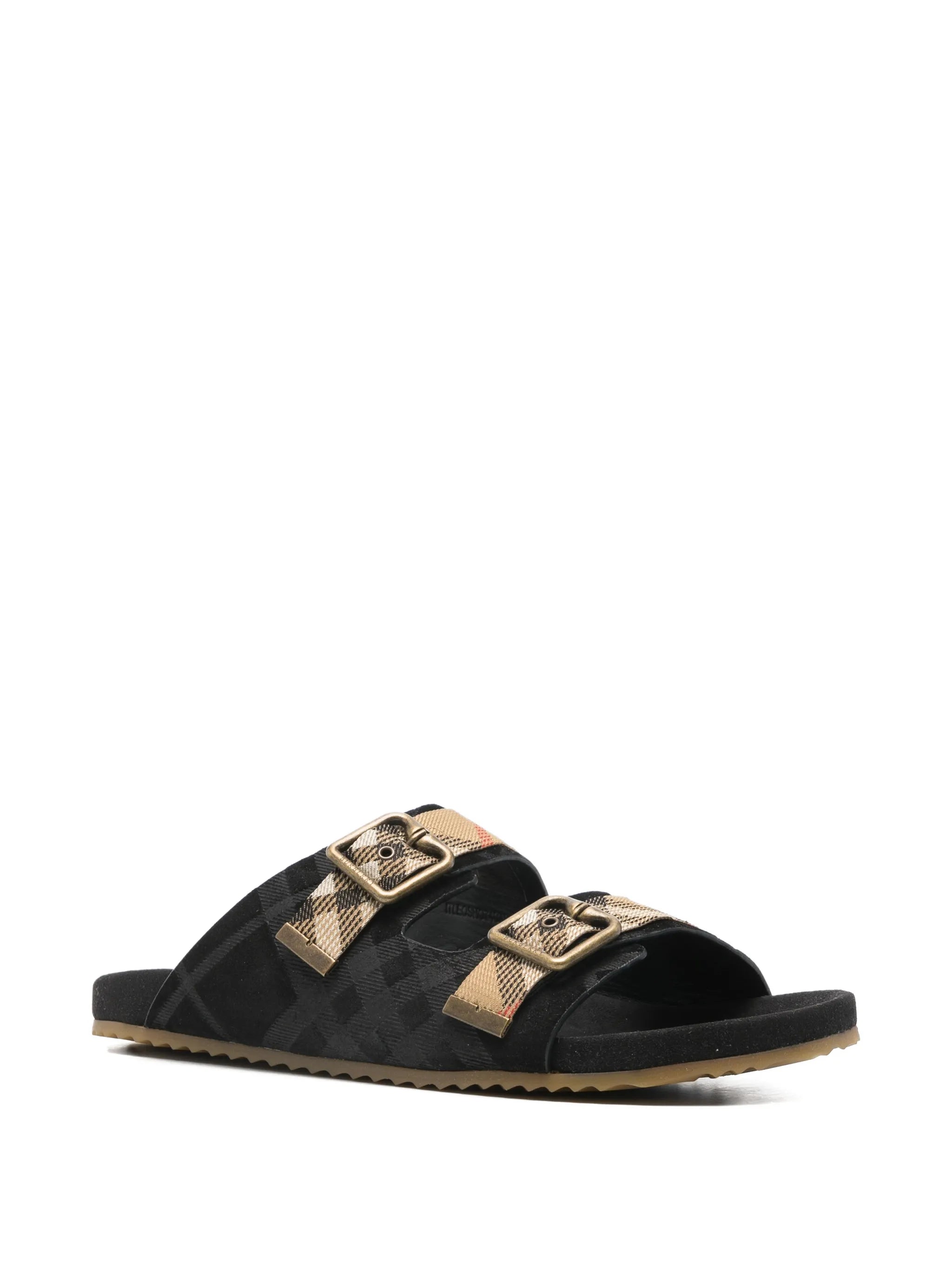 Urchin check suede flat sandals
