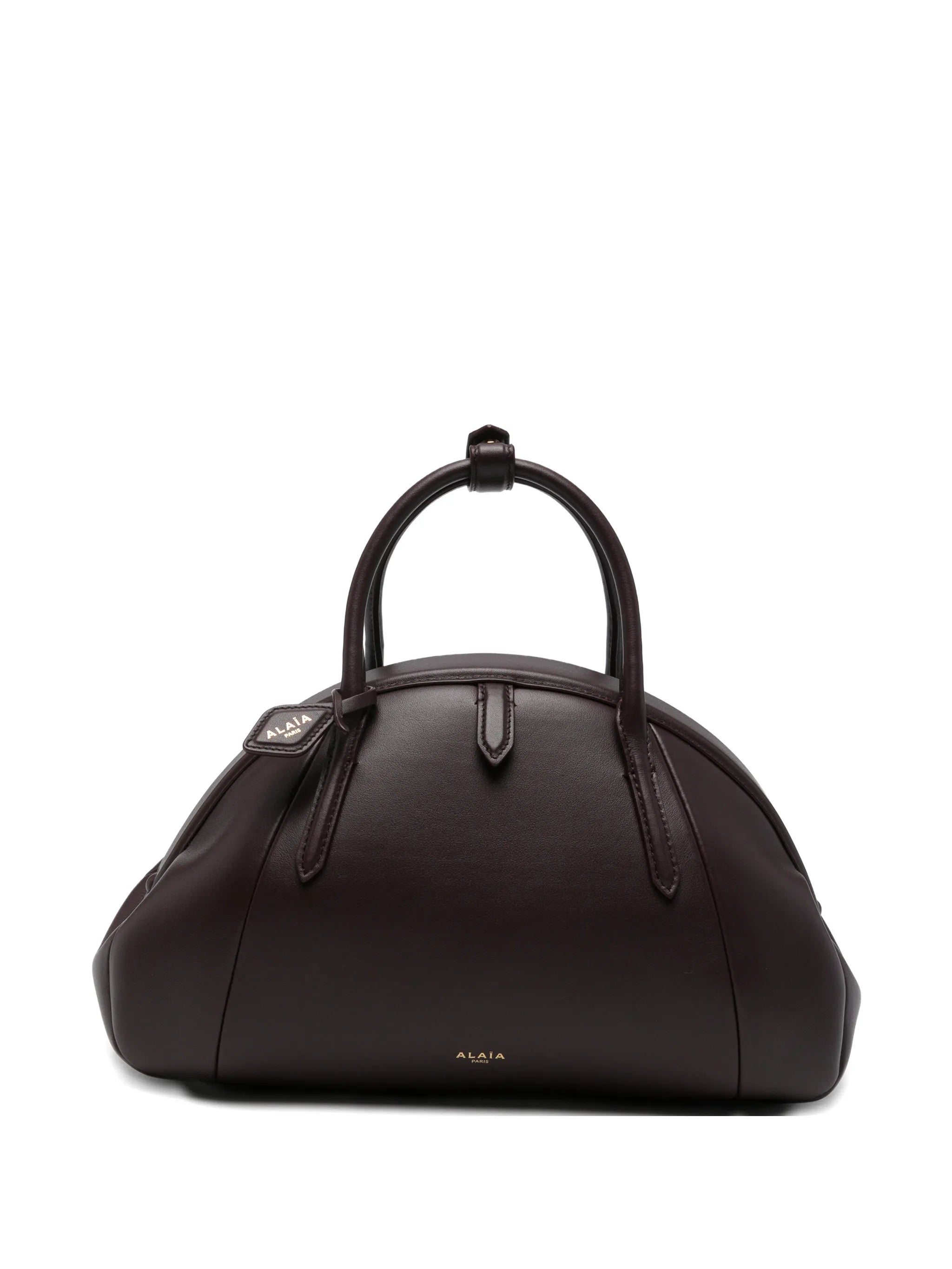 dome-shaped leather tote bag