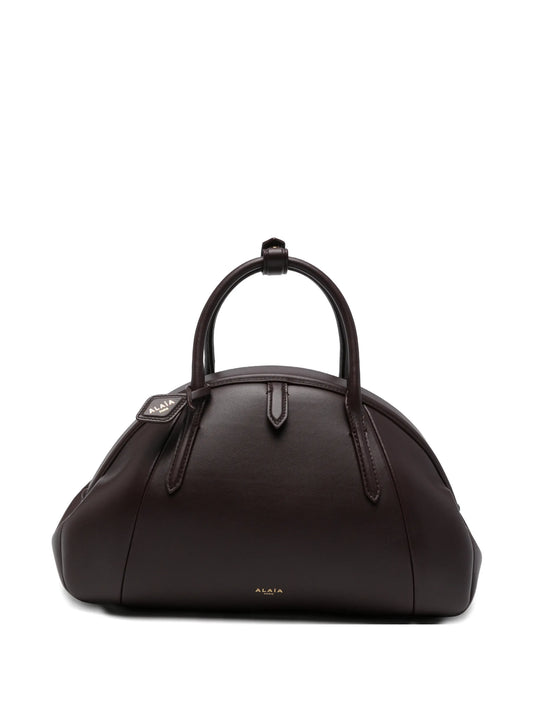 dome-shaped leather tote bag