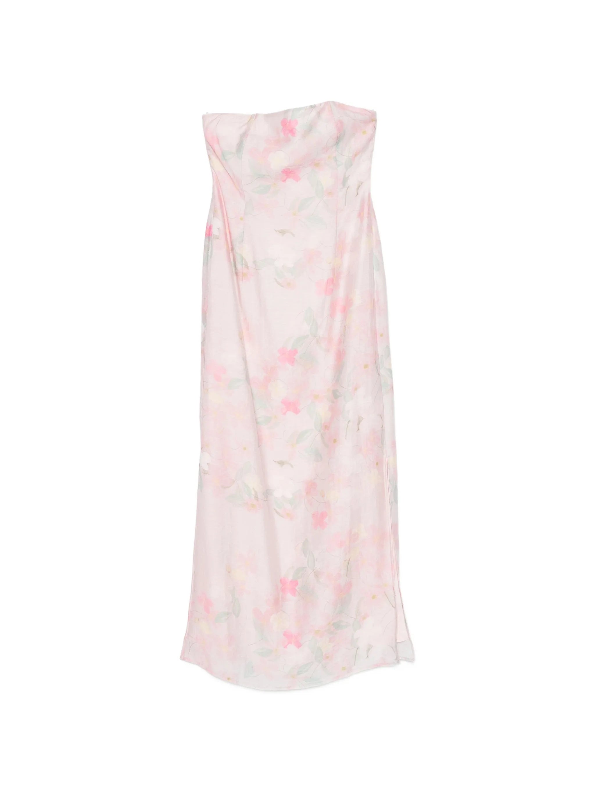 Elora floral-print strapless midi dress