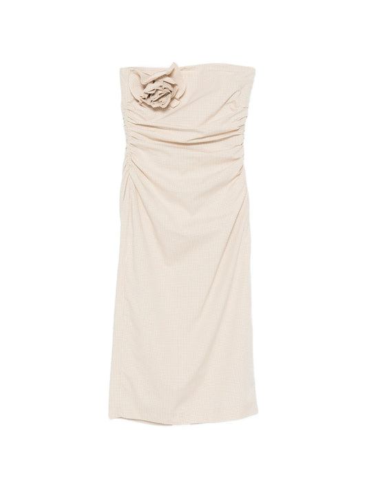 Vera flower-brooch midi dress