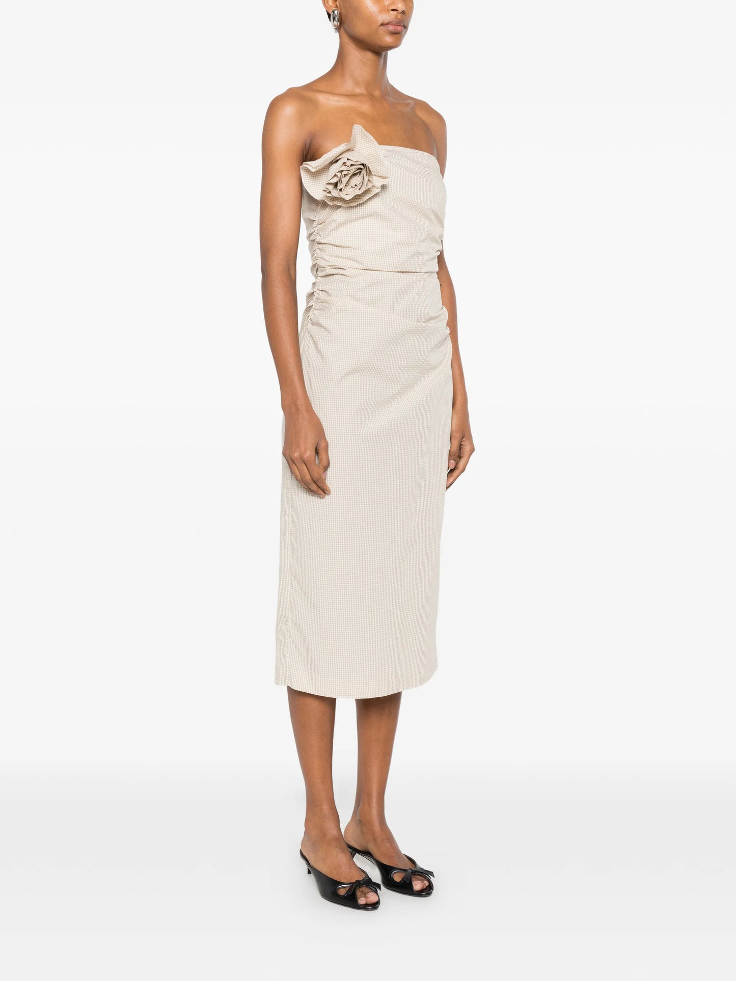 Vera flower-brooch midi dress