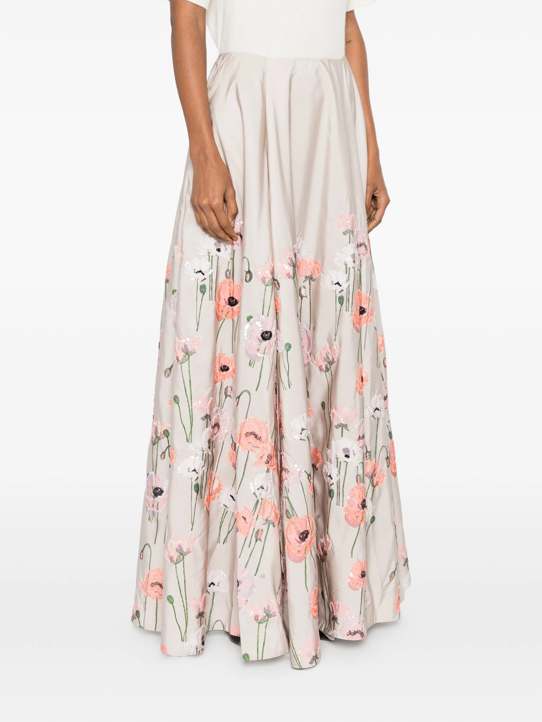 Kennedy floral-embroidered maxi skirt