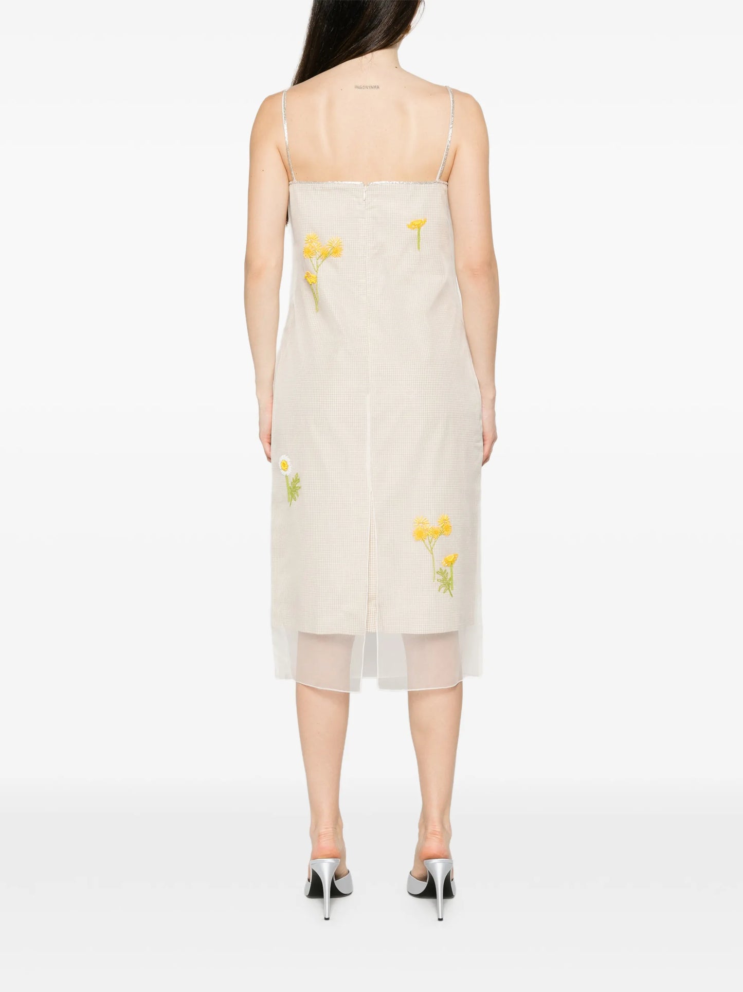 Rachel floral-embroidered midi dress
