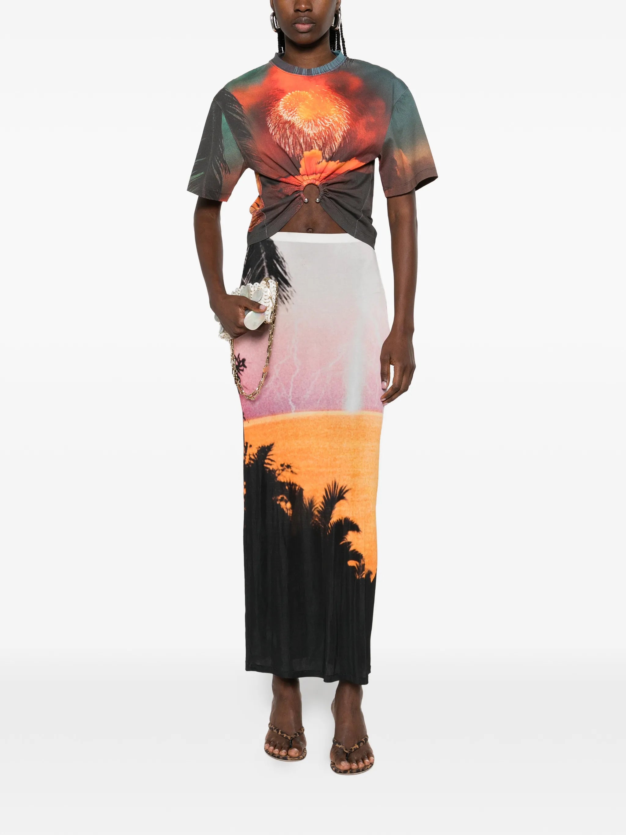ring fireworks-print T-shirt