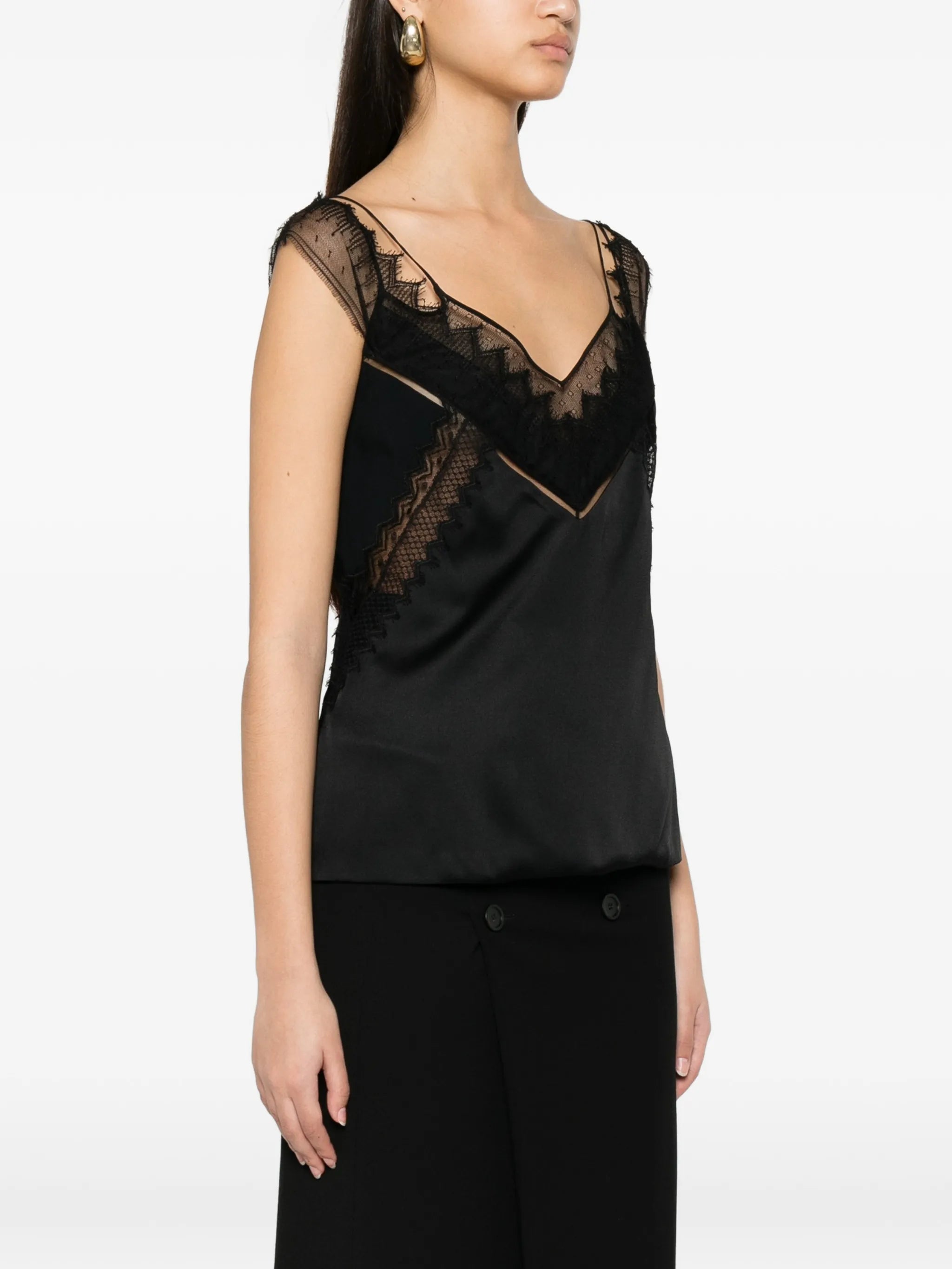 lace-trim satin top