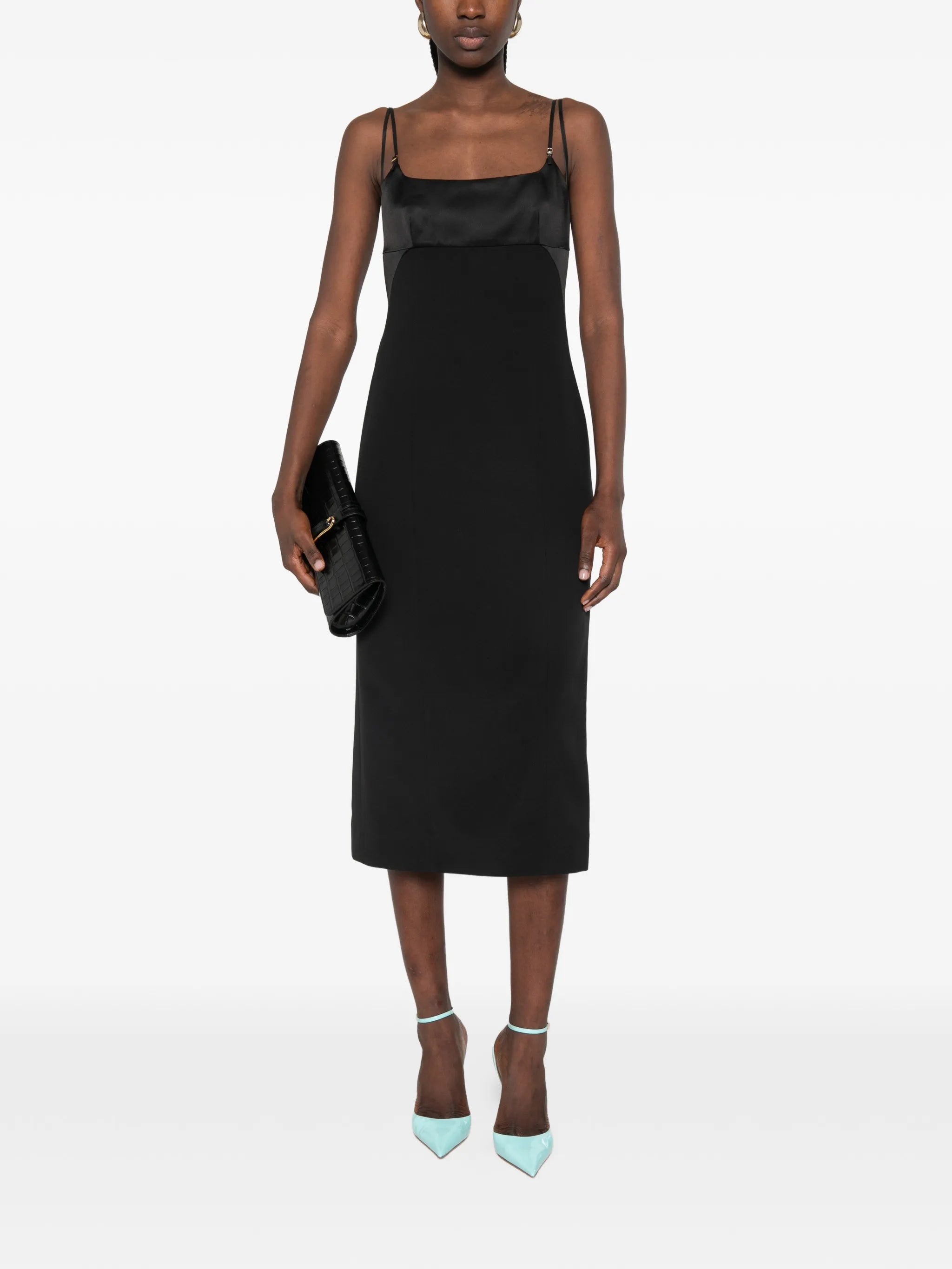 midi strap square neck dress