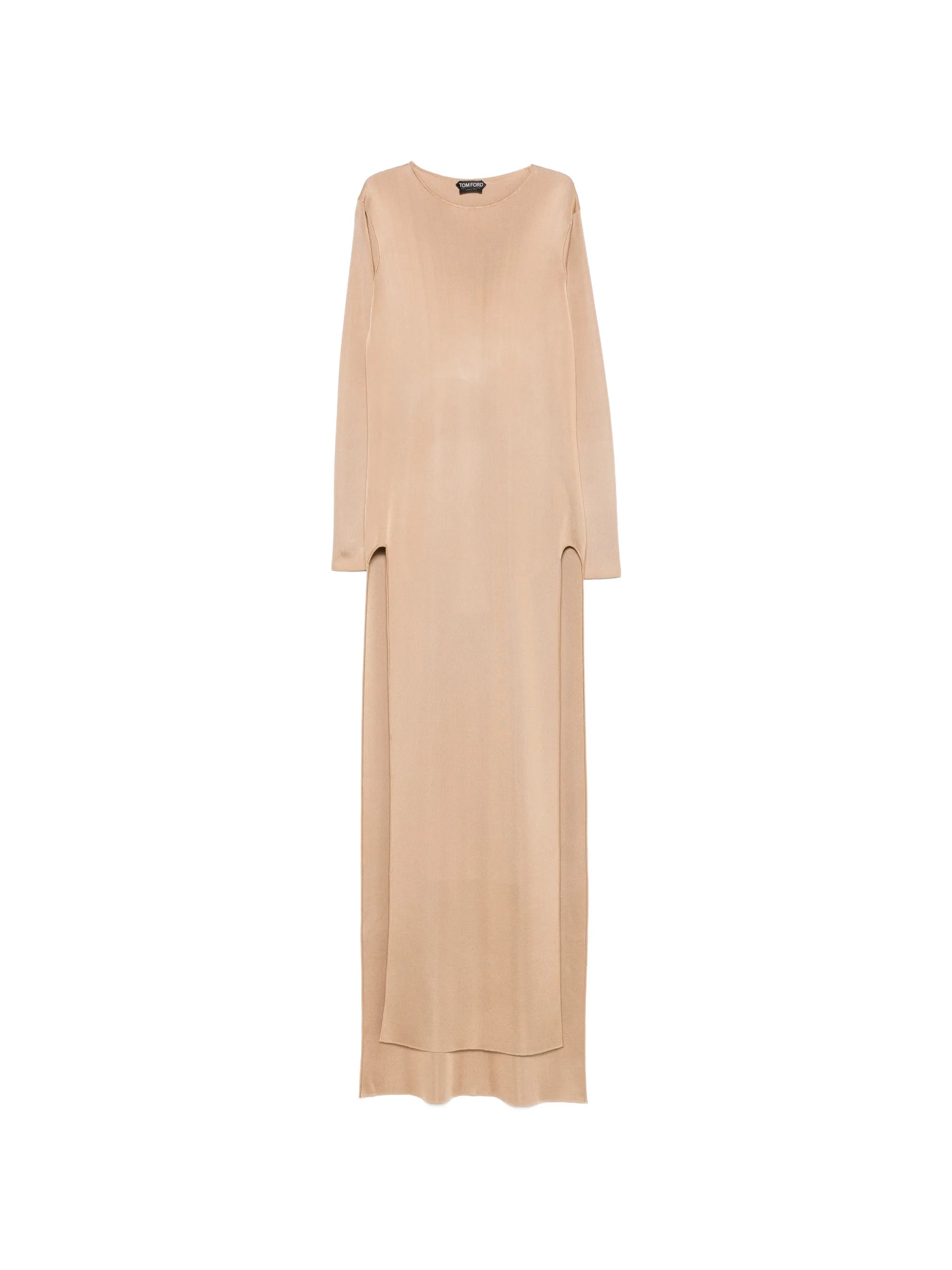 long-sleeve side-slit gown