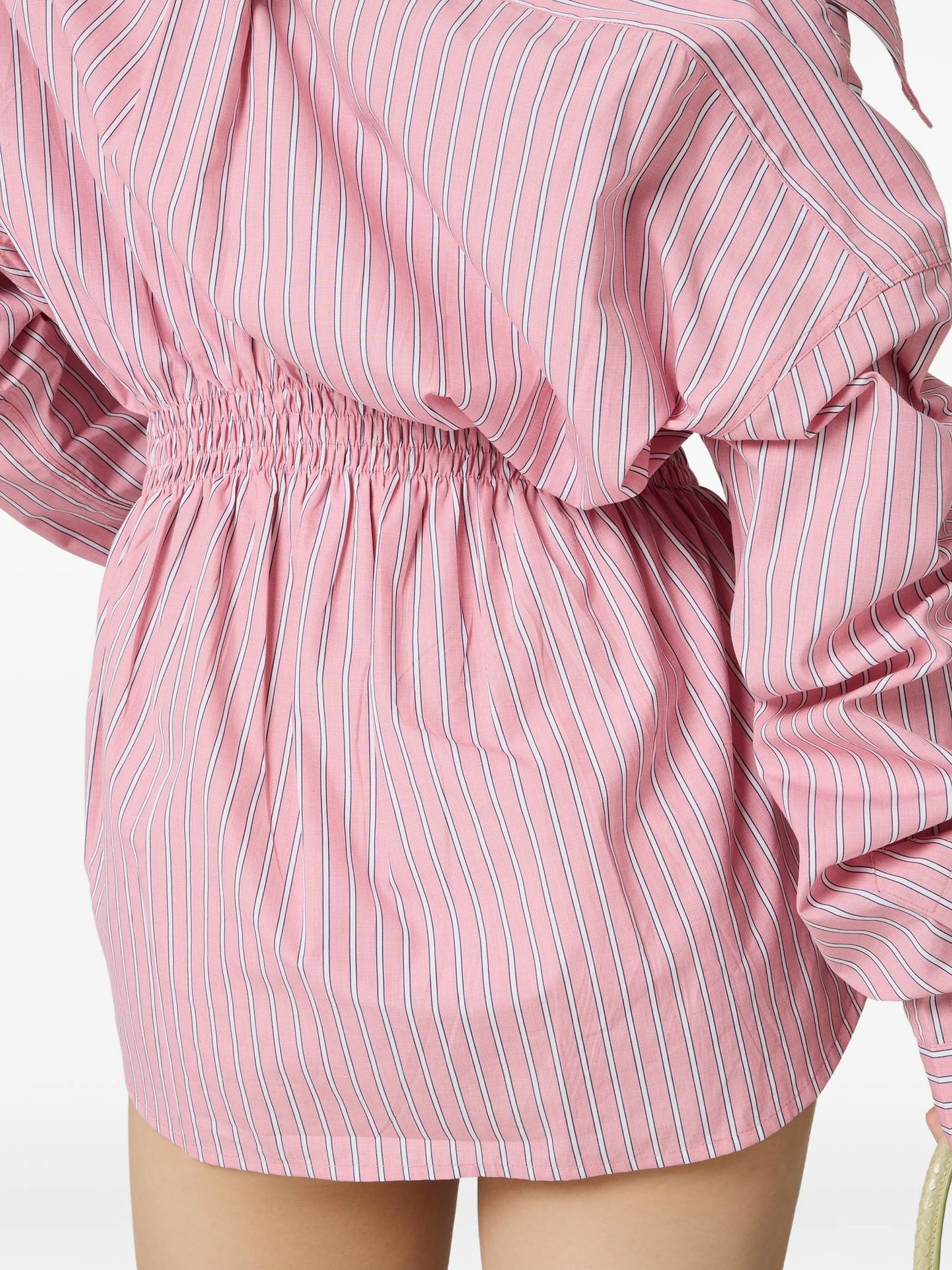 striped off-the-shoulder shirt mini dress