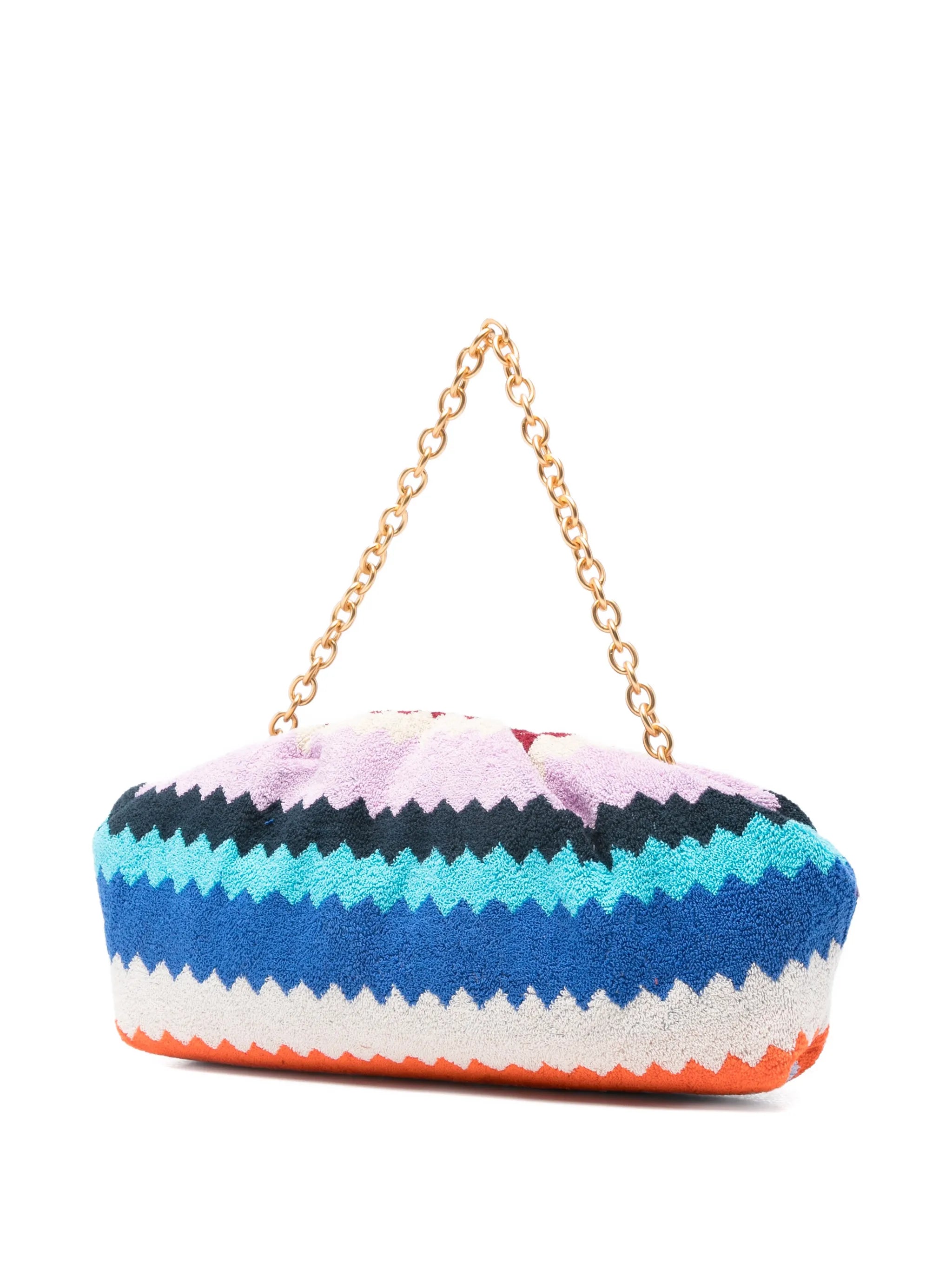 zigzag-woven chain-strap clutch bag