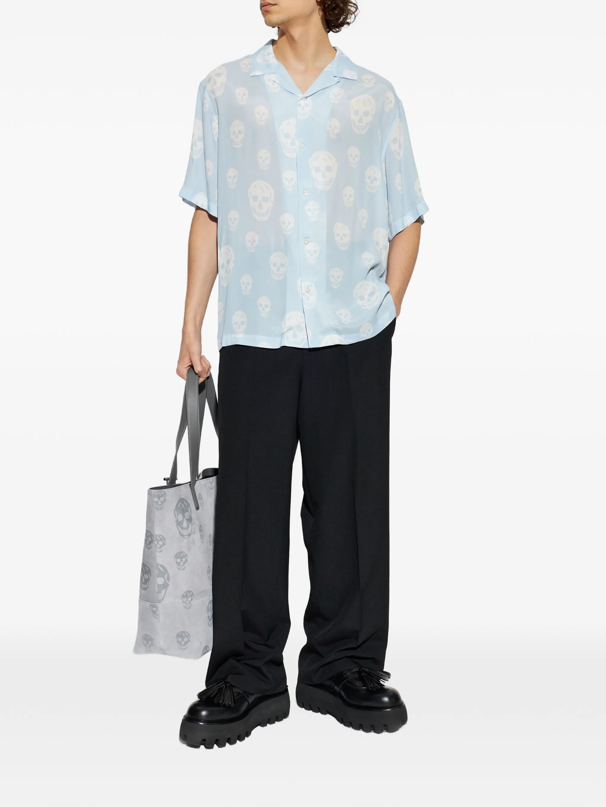 skull-pattern shirt