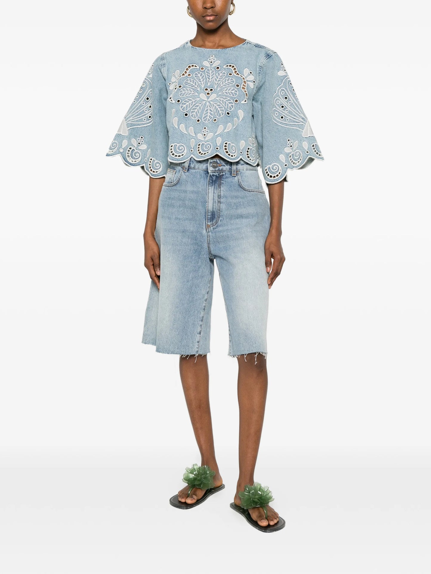 Richelieux geometric-embroidered blouse