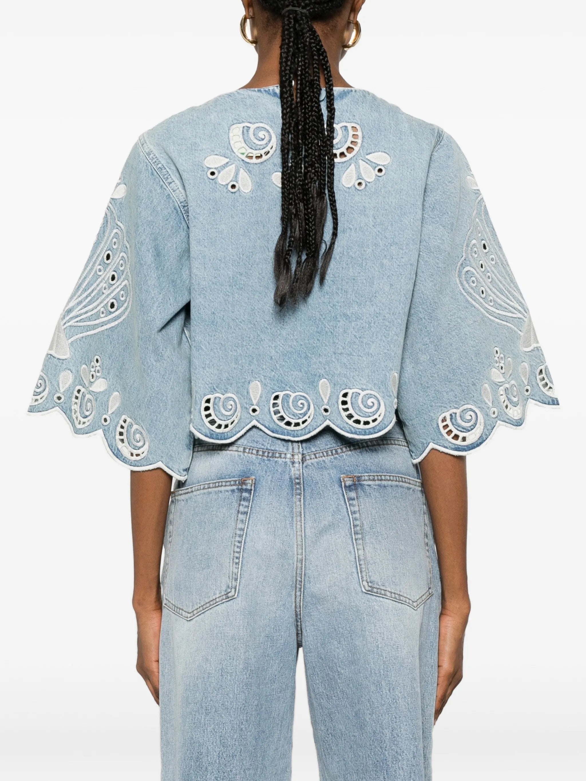 Richelieux geometric-embroidered blouse